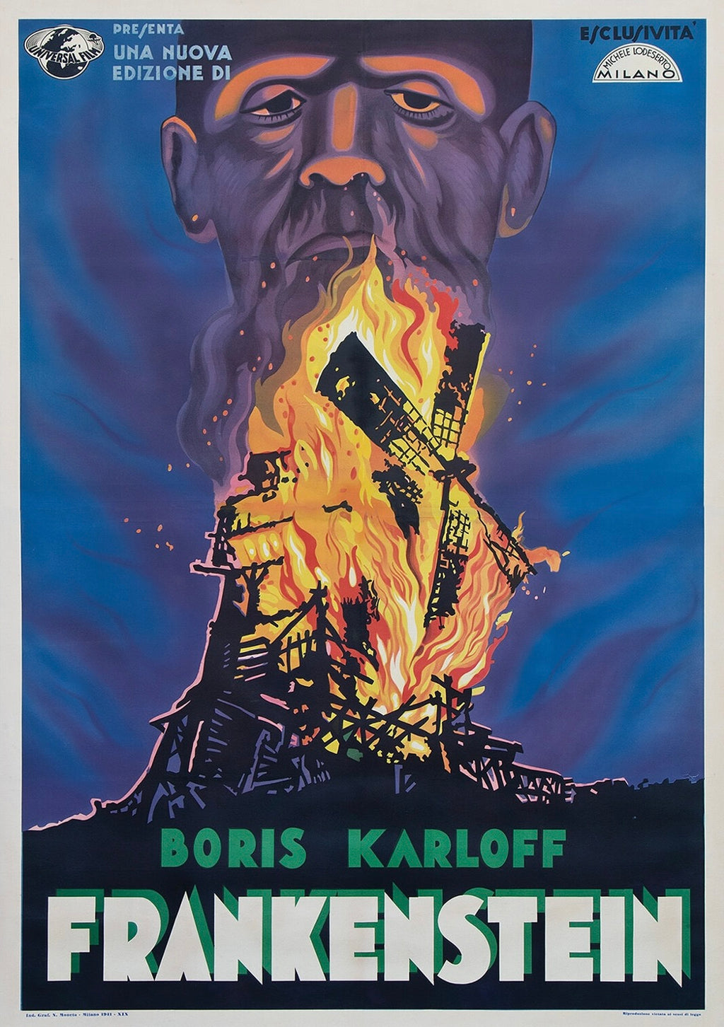 Affiche du film Frankenstein (1931) avec Boris Karloff. Classique du cinéma d’horreur Universal. Reproduction HQ – Poster Hub Studio.