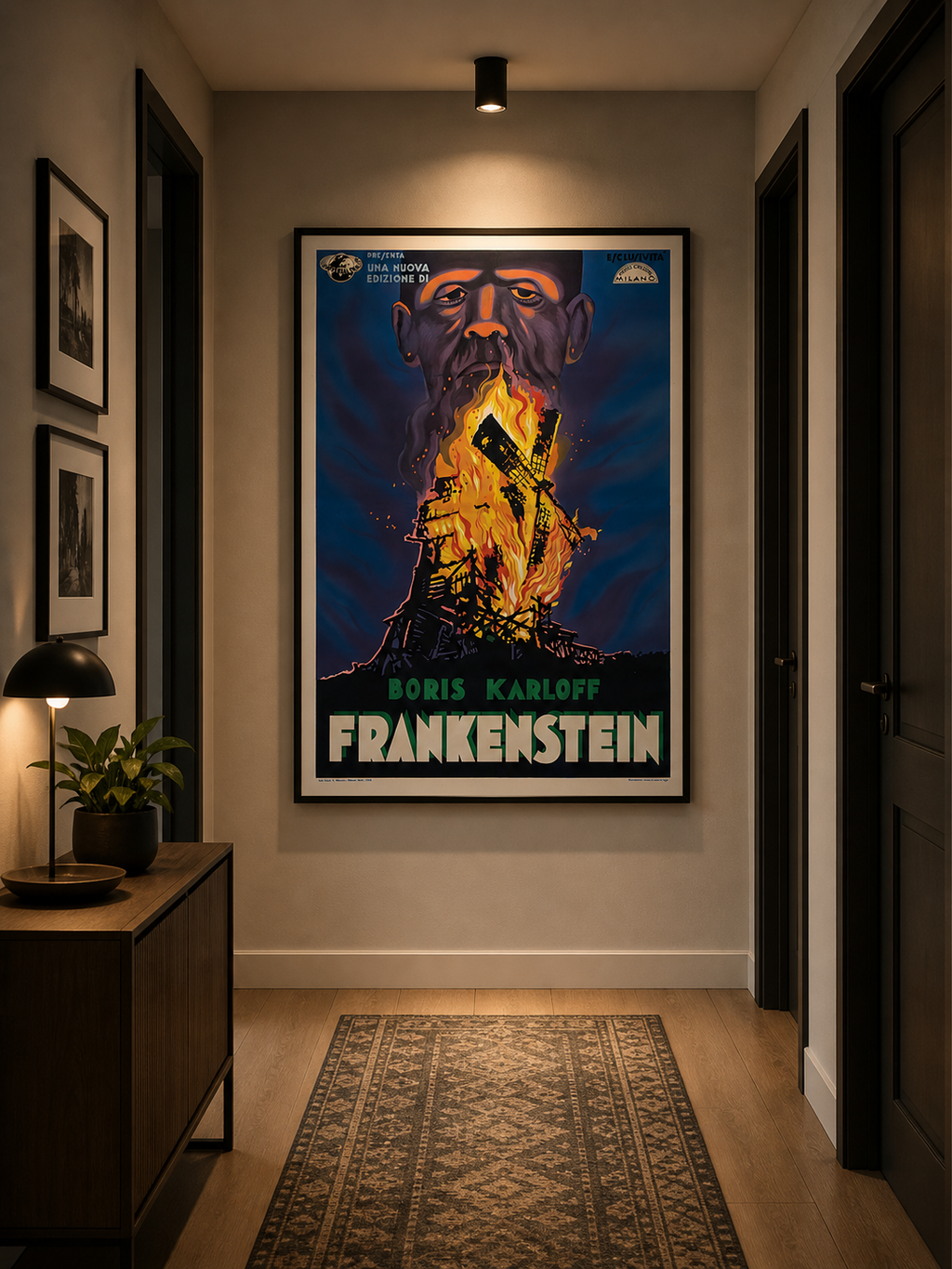 Affiche du film Frankenstein (1931) avec Boris Karloff. Classique du cinéma d’horreur Universal. Reproduction HQ – Poster Hub Studio.