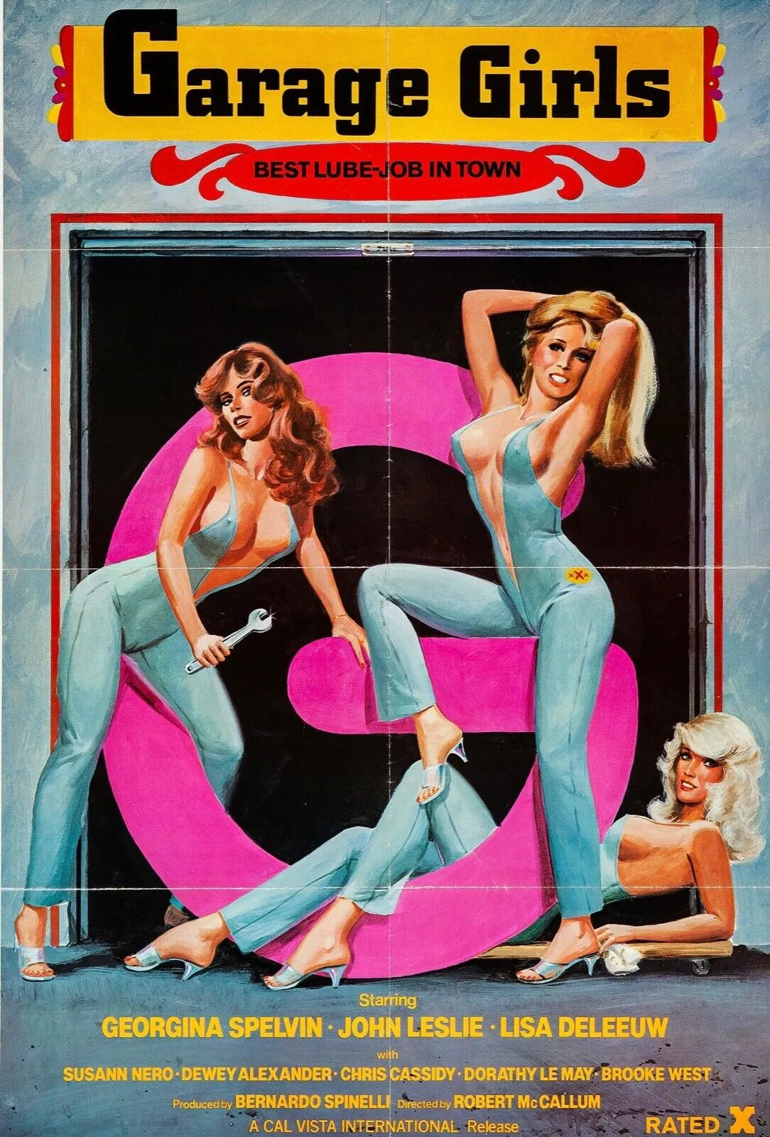 GARAGE GIRLS, 1979, REPRO EROTIC MOVIE POSTER, VINTAGE, HQ