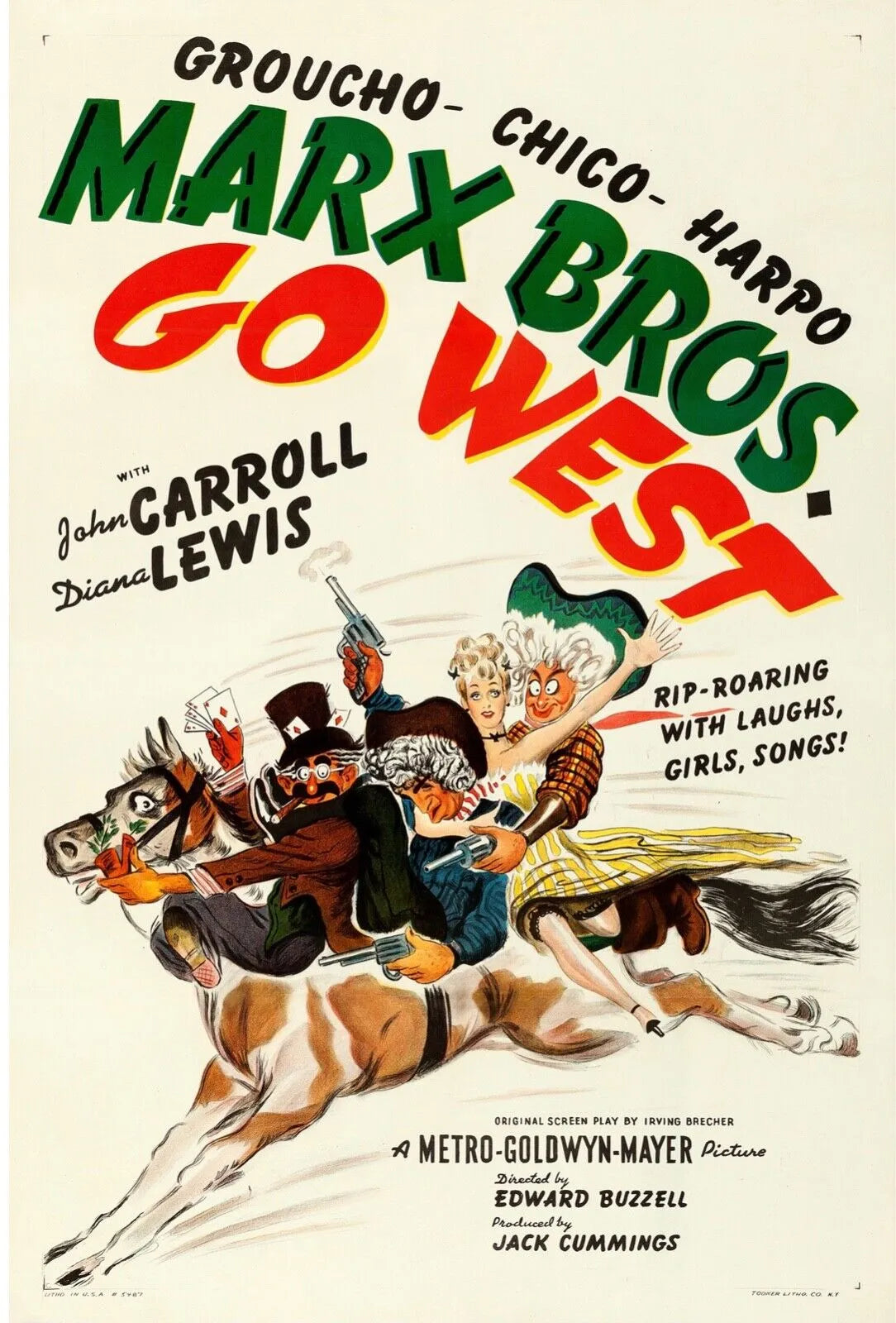 GO WEST, MARX BROS, 1940, REPRO AFFICHE CINEMA VINTAGE HQ