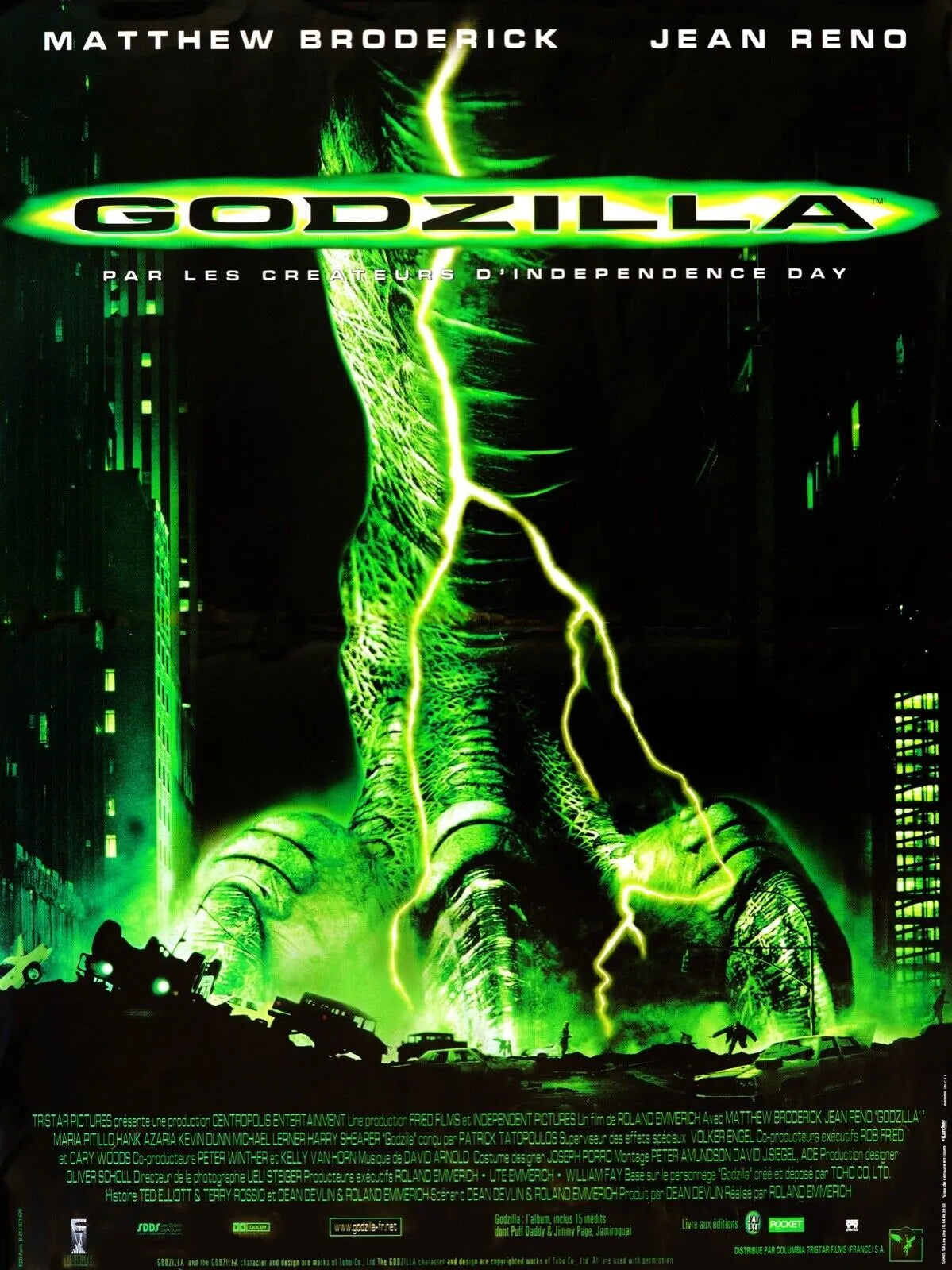 GODZILLA, JEAN RENO, 1998, REPRO MOVIE POSTER, VINTAGE, HQ.