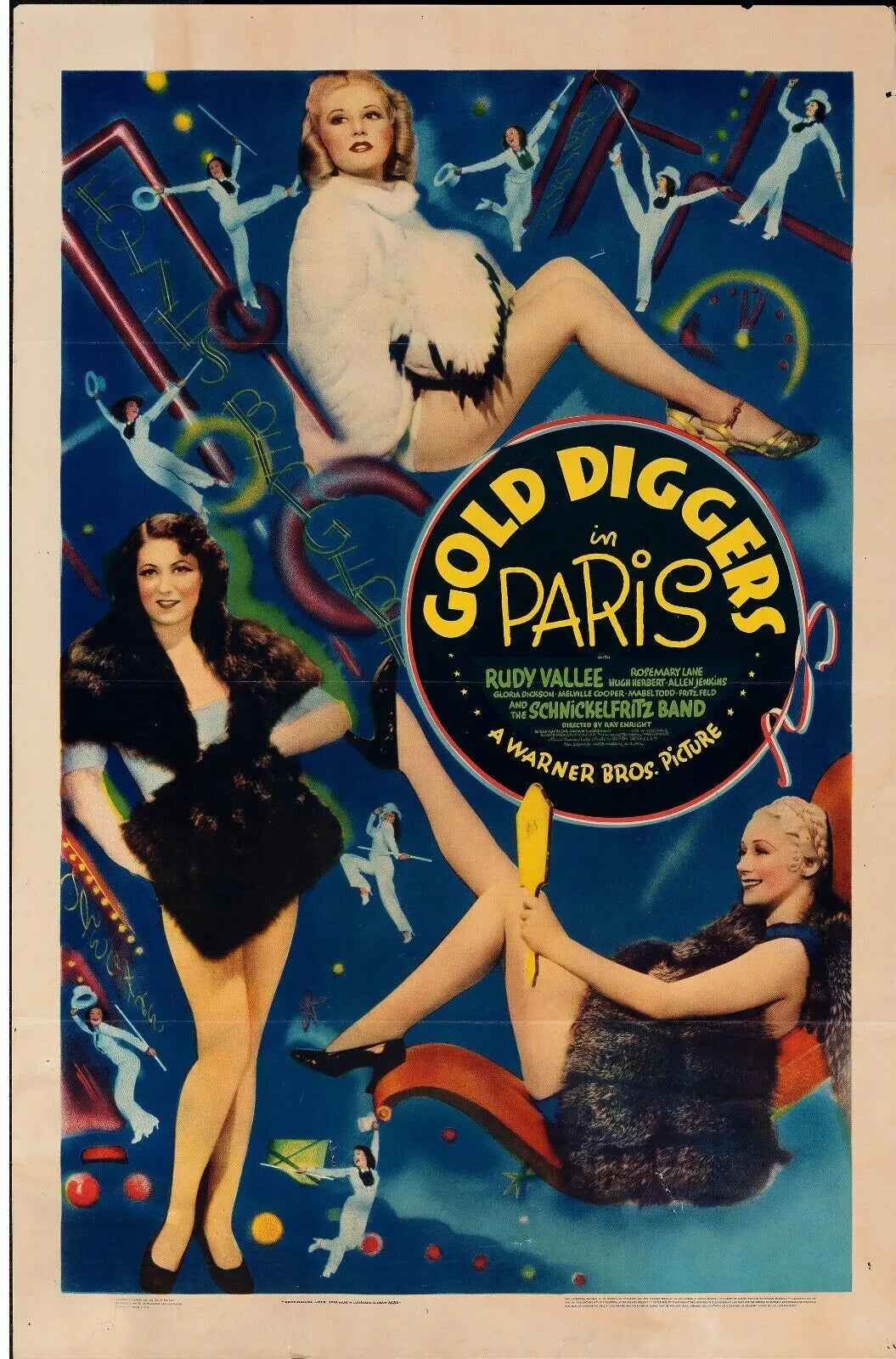 GOLD DIGGERS IN PARIS, ROSEMARY LANE, 1938, REPRO MOVIE POSTER, VINTAGE, HQ.