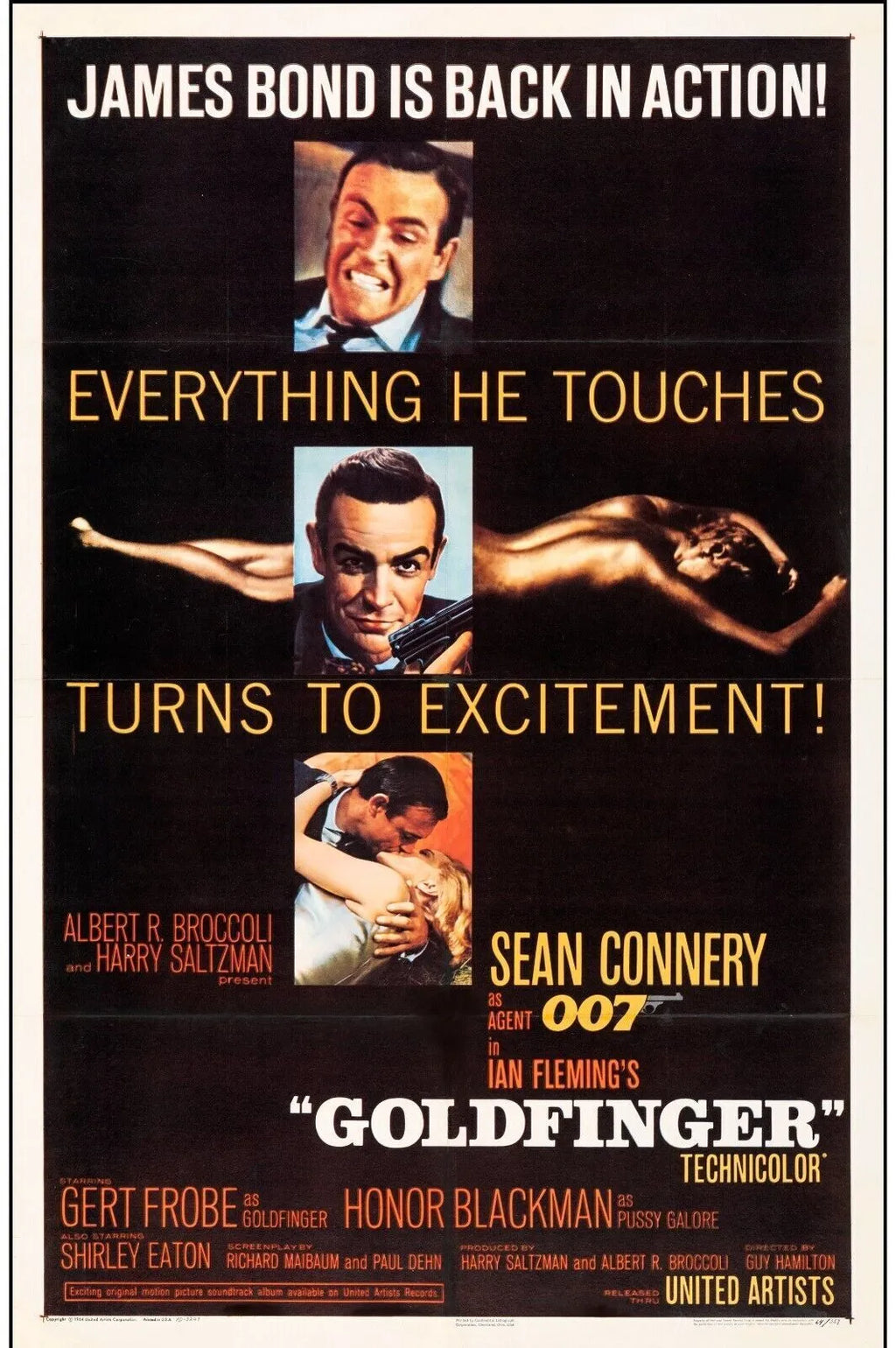 GOLDFINGER, SEAN CONNERY, 007, REPRO AFFICHE CINEMA HQ VINTAGE