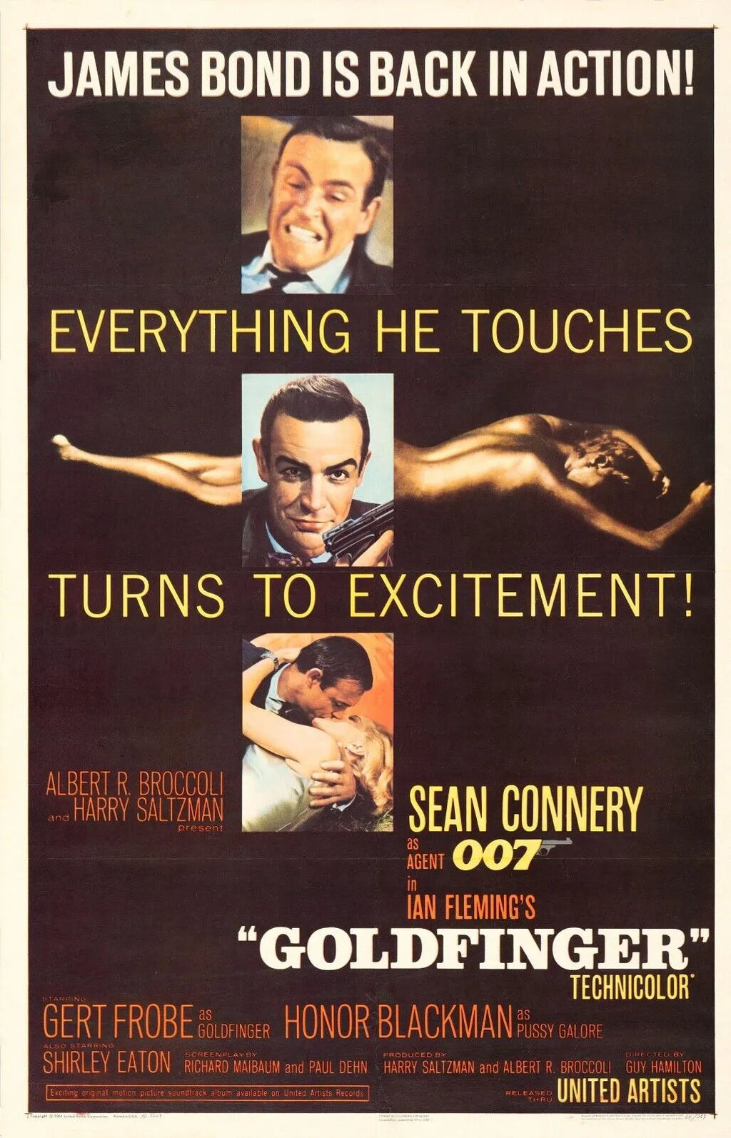 GOLDFINGER, SEAN CONNERY, 007, REPRO AFFICHE CINEMA HQ VINTAGE