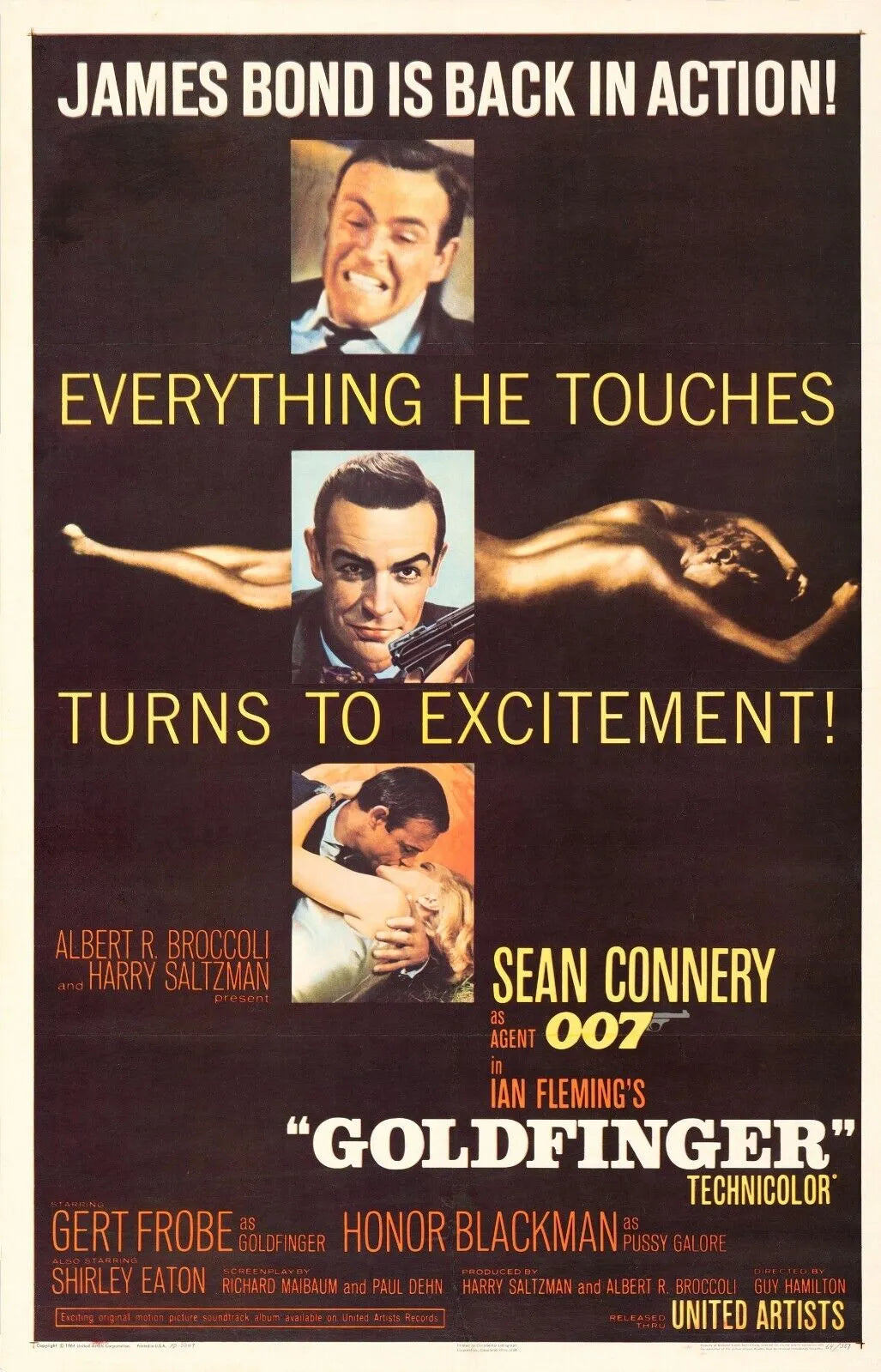 GOLDFINGER, SEAN CONNERY, 007, REPRO AFFICHE CINEMA HQ VINTAGE