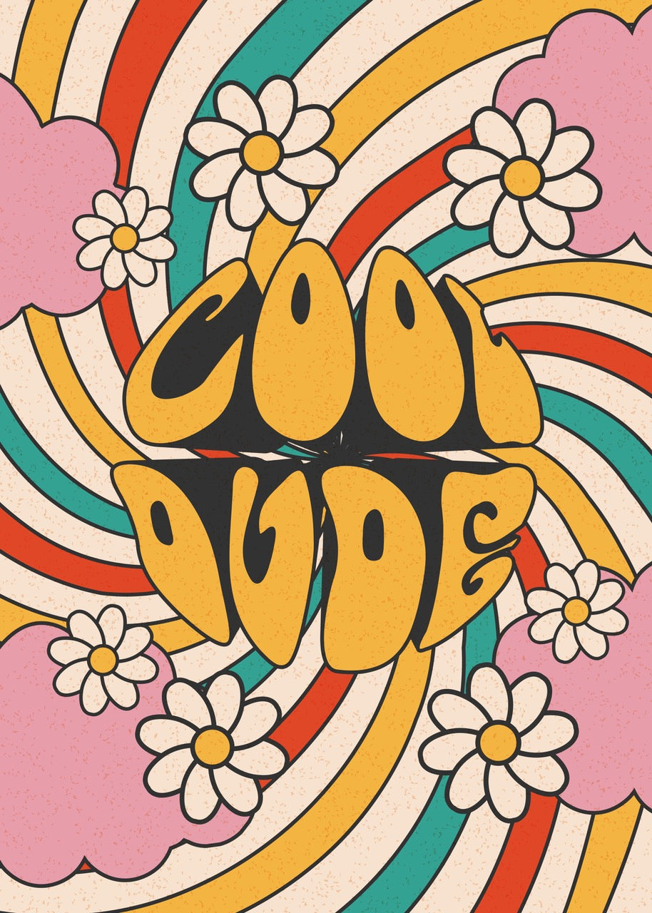 PÓSTER "BUENAS VIBRAS" RETRO FLOWER POWER HUB STUDIO RETRO, HQ