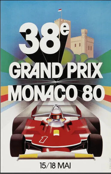 GRAND PRIX DE MONACO F1, COURSE AUTOMOBILE, AFFICHE SPORT VINTAGE HQ