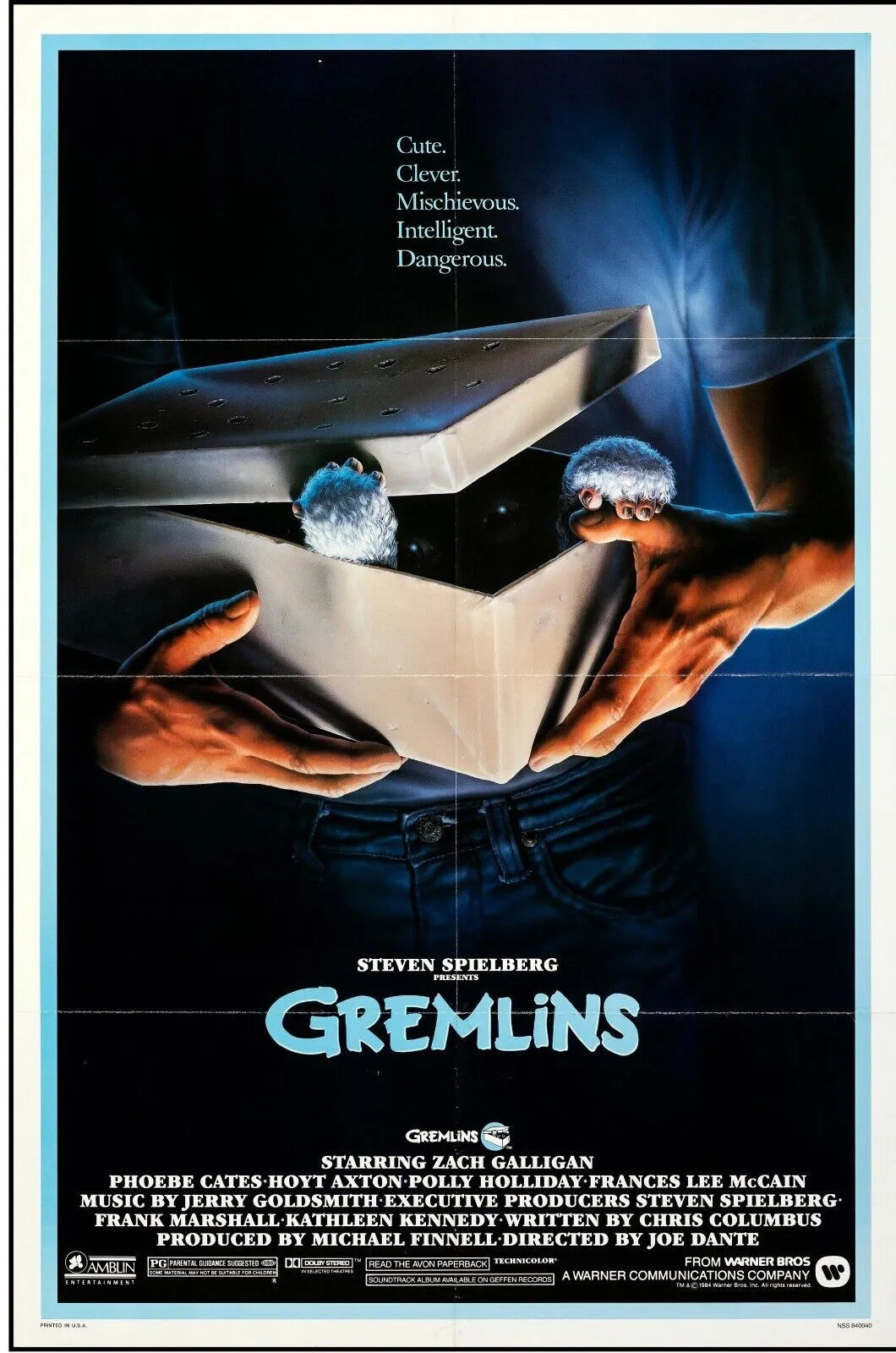 GREMLINS, ZACH GALLIGAN, 1984, REPRO MOVIE POSTER, VINTAGE, HQ.