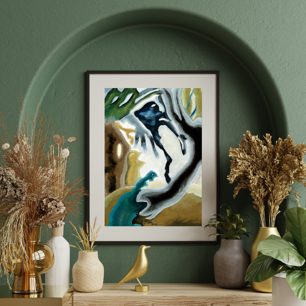 ART MODERNE SURREALISTE – FIGURE ABSTRAITE ET OISEAU