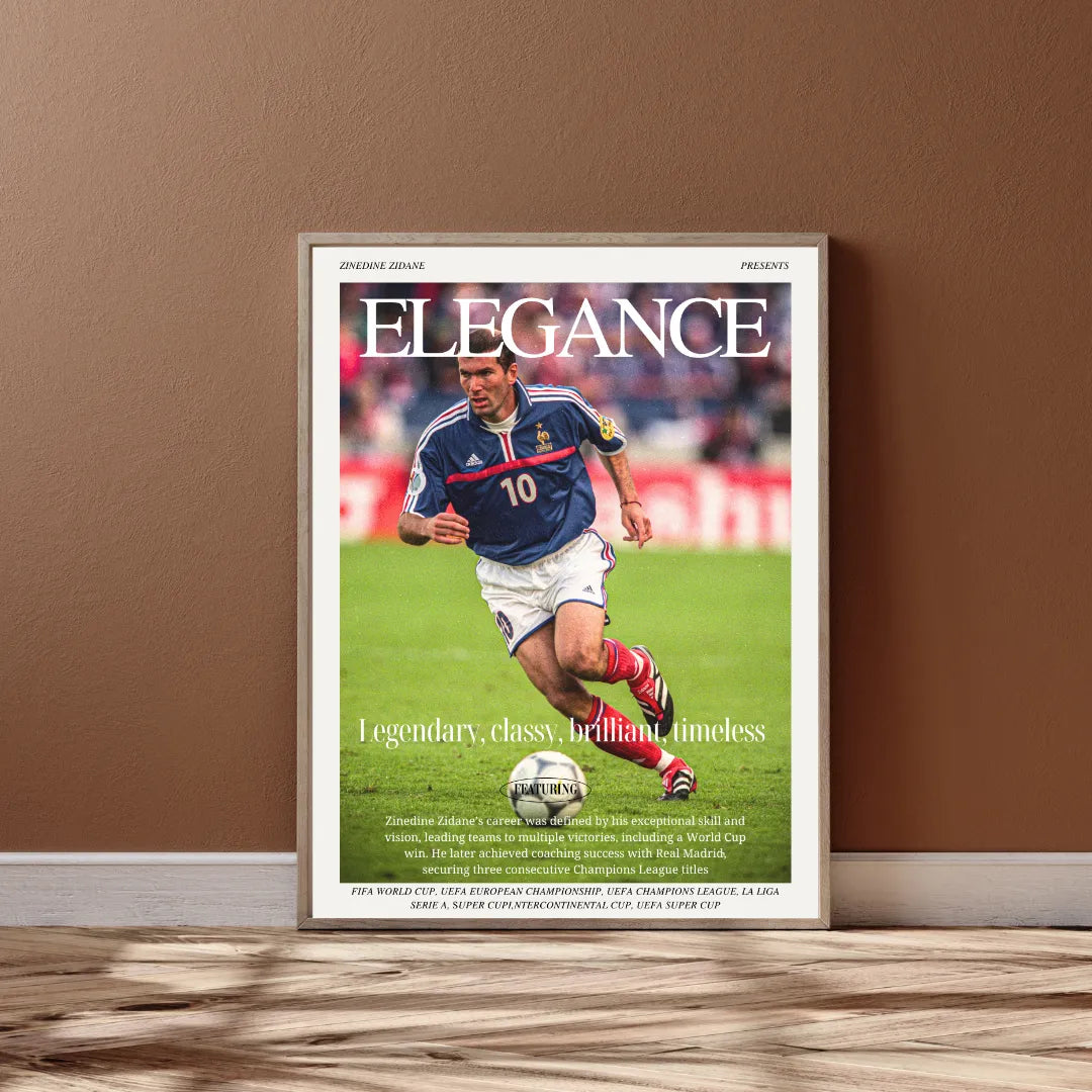 ELEGANCIA, ZINEDINE ZIDANE, SELECCIÓN FRANCESA, SPORT POSTER HQ