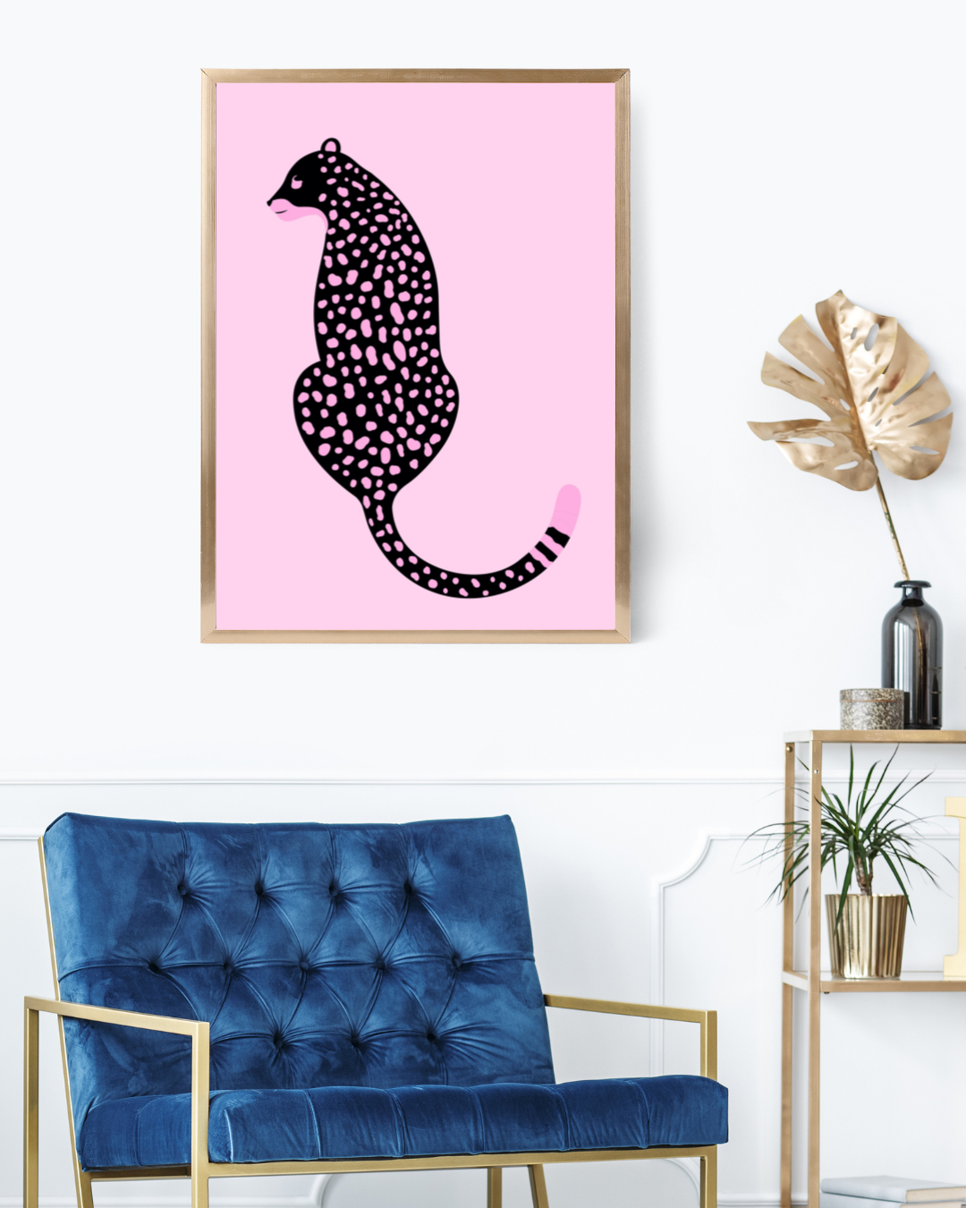 ILLUSTRATION LÉOPARD ROSE STYLE POP ART POSTER HUB STUDIO RÉTRO, HQ