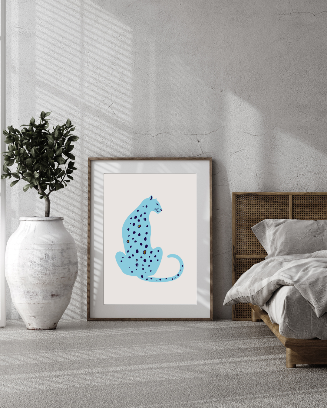 AFFICHE LÉOPARD BLEU – ILLUSTRATION MODERNE POSTER HUB STUDIO RÉTRO, HQ