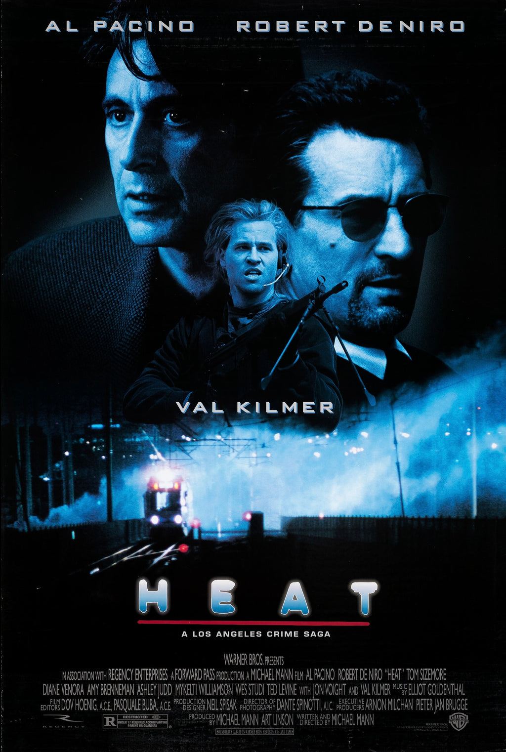 Affiche du film HEAT de Michael Mann (1995). Thriller policier culte avec Al Pacino, Robert De Niro et Val Kilmer. Reproduction HQ – Poster Hub Studio.