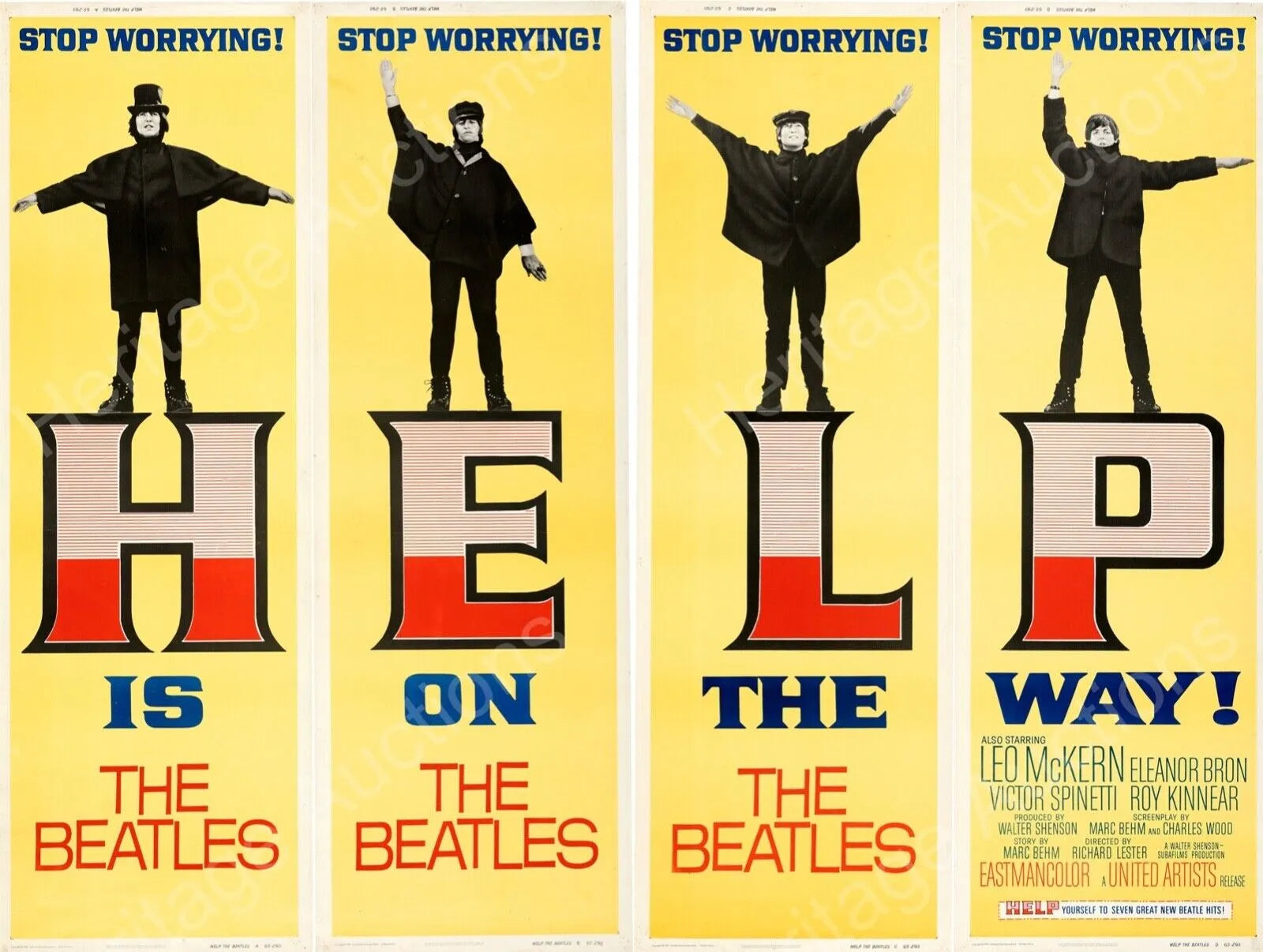 HELP, THE BEATLES, REPRO AFFICHE CONCERT MUSIQUE VINTAGE