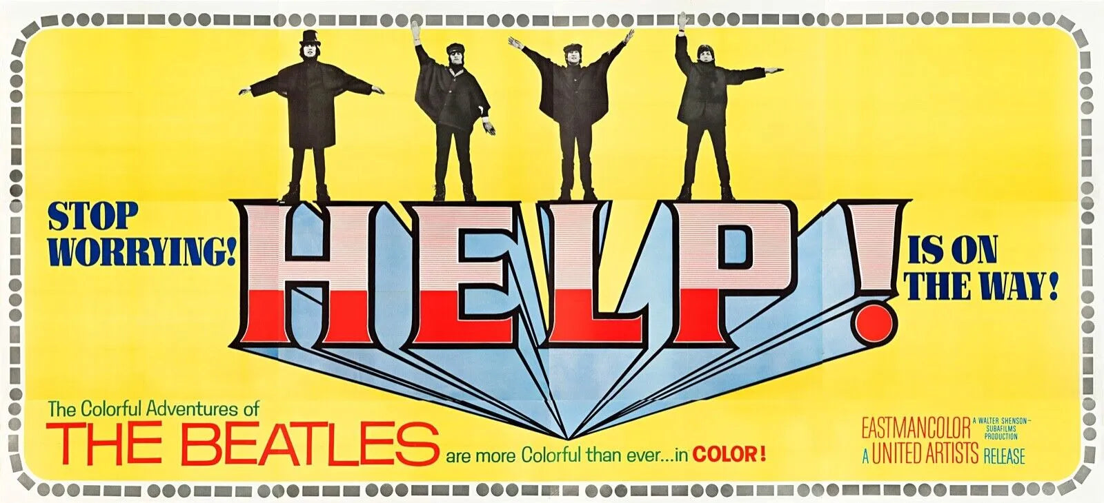 HELP ! THE BEATLES REPRO AFFICHE MUSIQUE VINTAGE SUR TOILE HQ