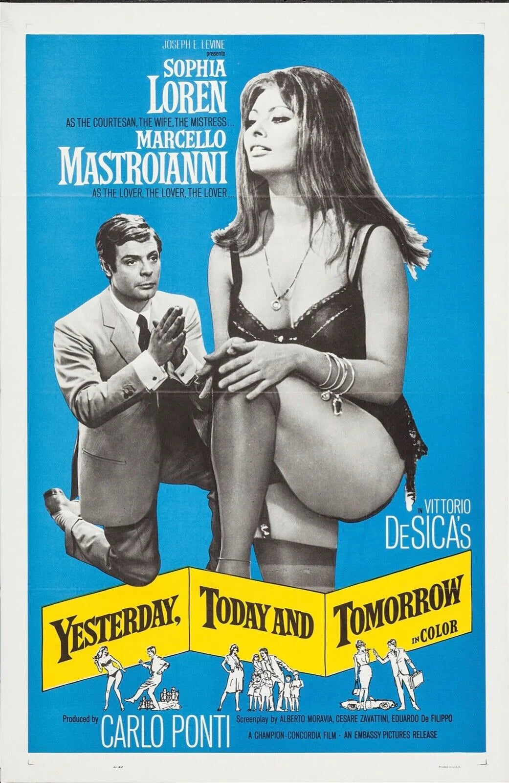 HIER, AUJOURD’HUI ET DEMAIN, SOPHIA LOREN, 1963, REPRO MOVIE POSTER, VINTAGE, HQ.