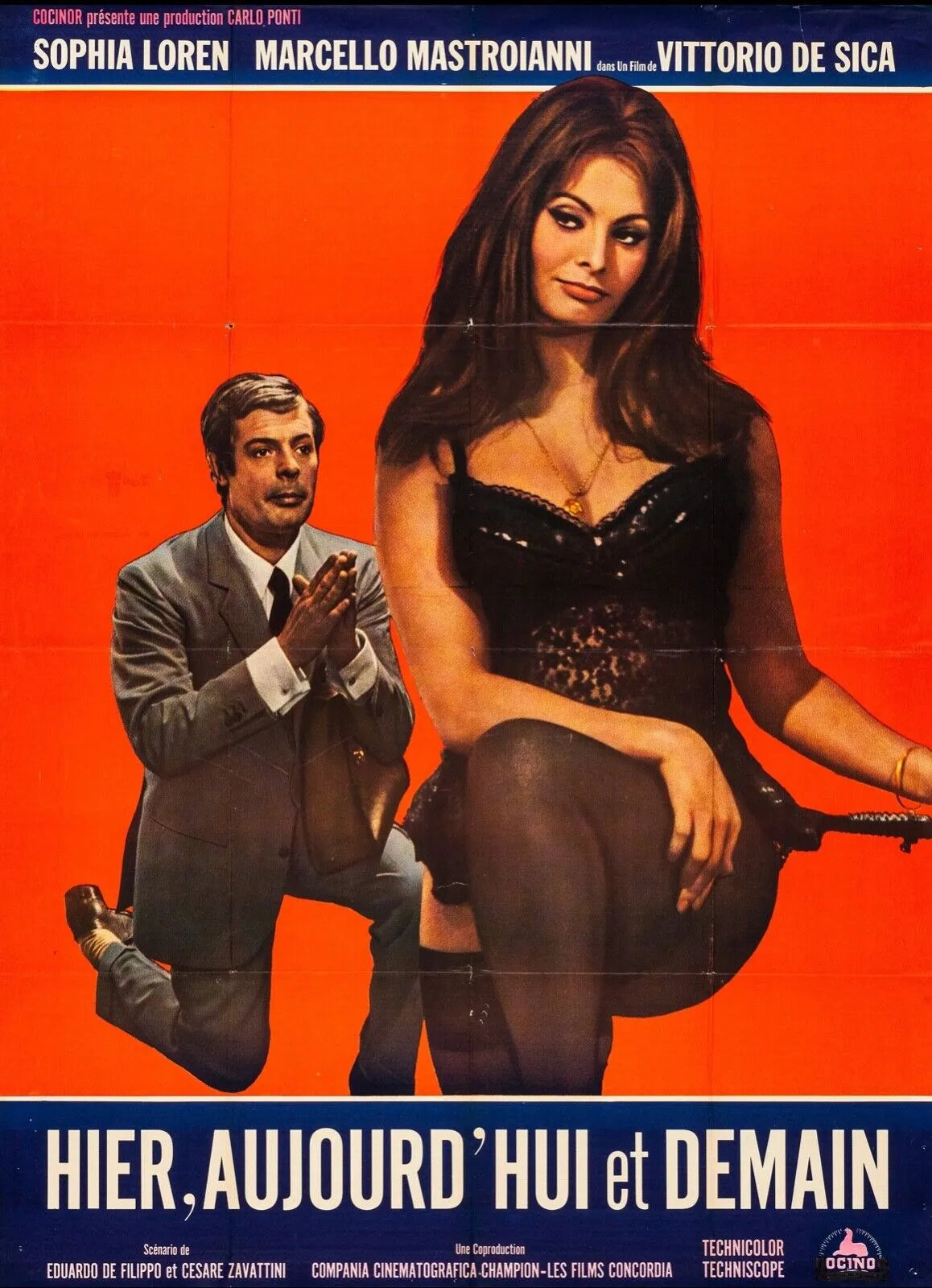 HIER, AUJOURD'HUI ET DEMAIN, SOPHIA LOREN, REPRO AFFICHE CINEMA VINTAGE
