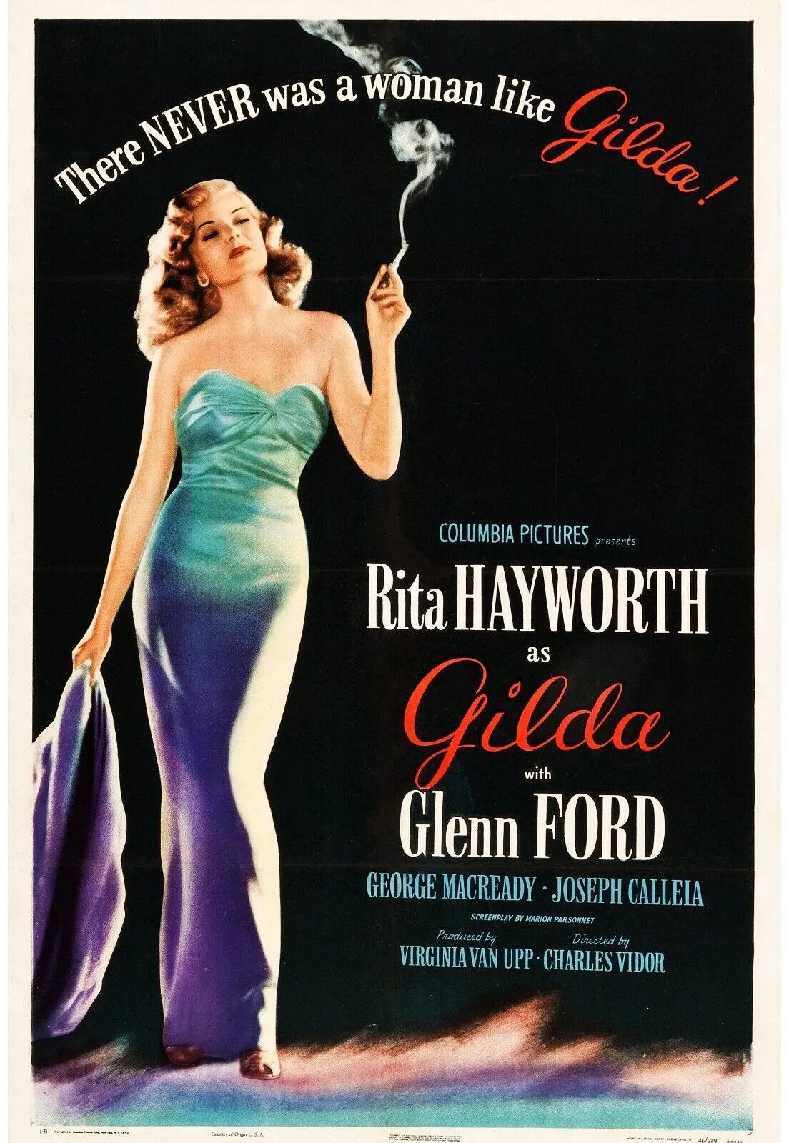 HILDA – RITA HAYWORTH, 1946 – REPRO AFFICHE CINÉMA VINTAGE