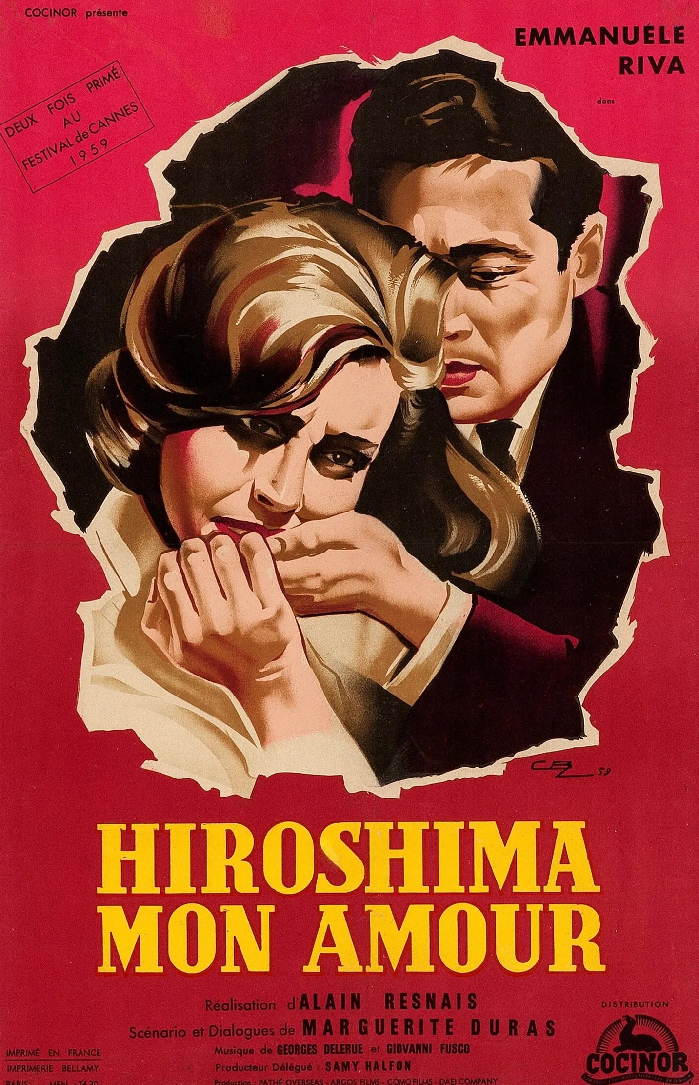 HIROSHIMA MON AMOUR, EMMANUELLE RIVA, REPRO AFFICHE CINEMA
