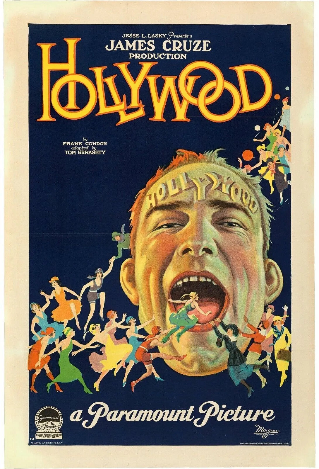 HOLLYWOOD, JAMES CRUZE, 1923, REPRO MOVIE POSTER, VINTAGE, HQ.