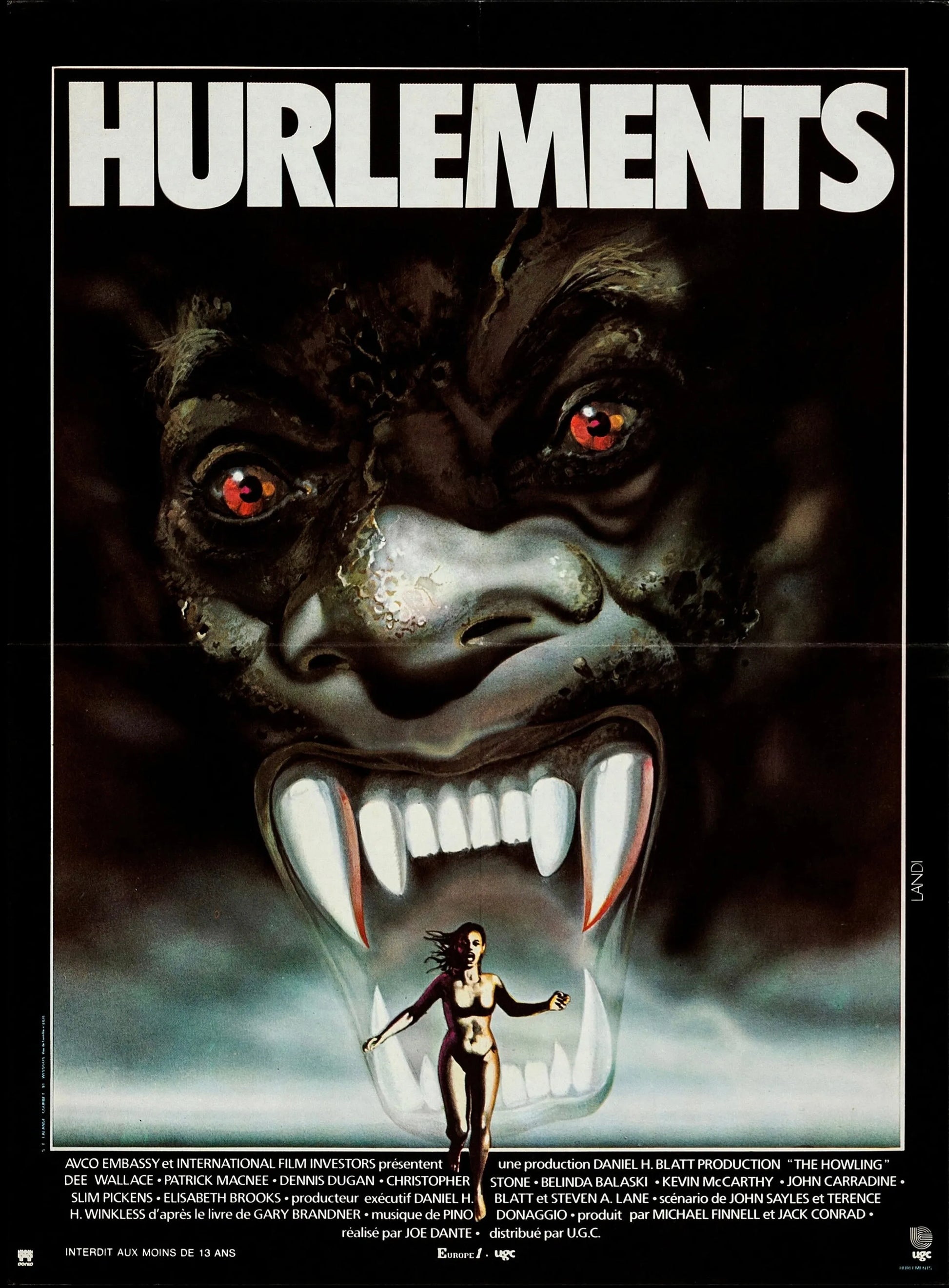 HURLEMENTS – THE HOWLING, DEE WALLACE, 1981, REPRO AFFICHE CINÉMA VINTAGE, HQ (Copie)
