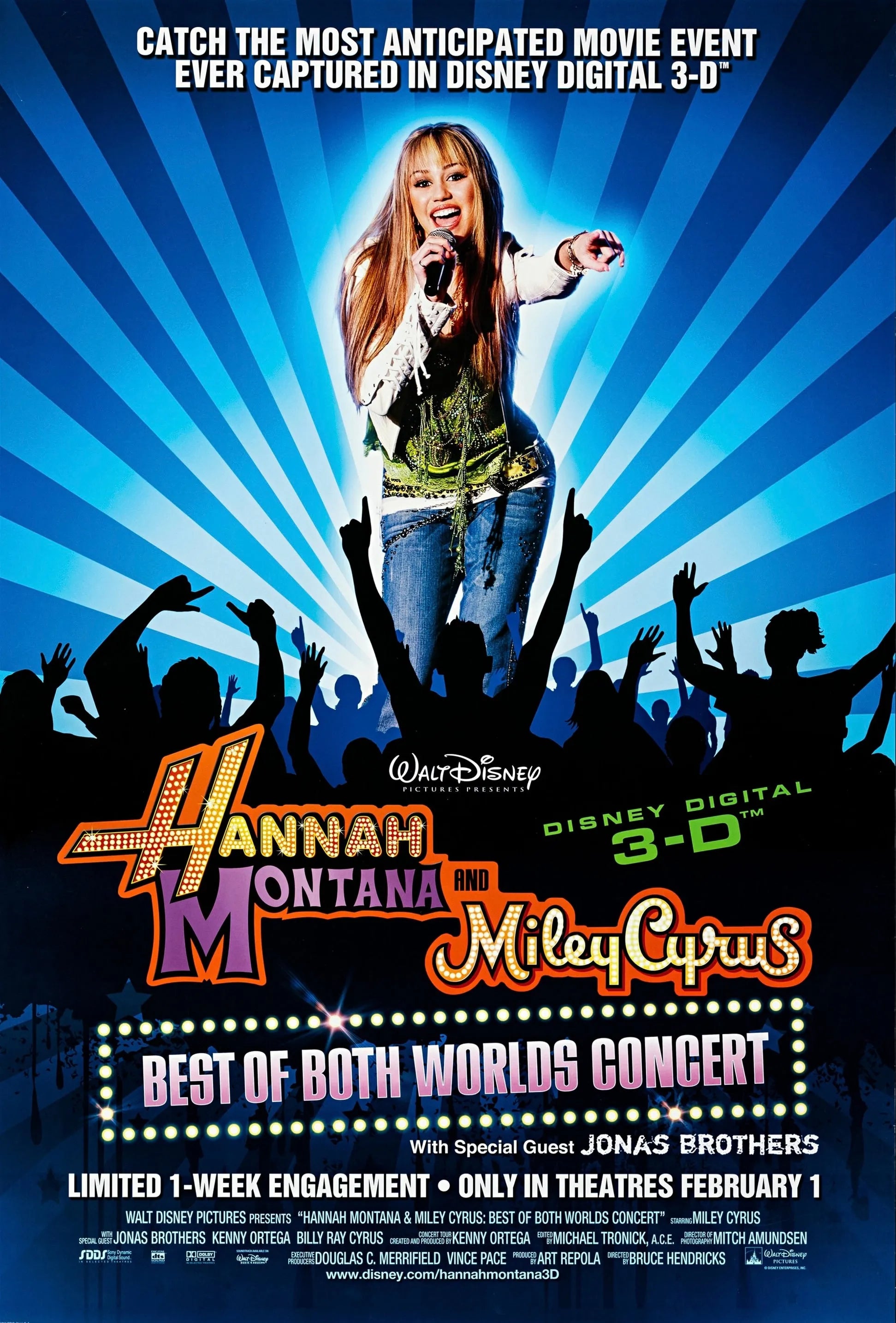 HANNAH MONTANA ET MILEY CYRUS: BEST OF BOTH WORLDS CONCERT, AFFICHE REPRO POSTER HUB STUDIO, HQ