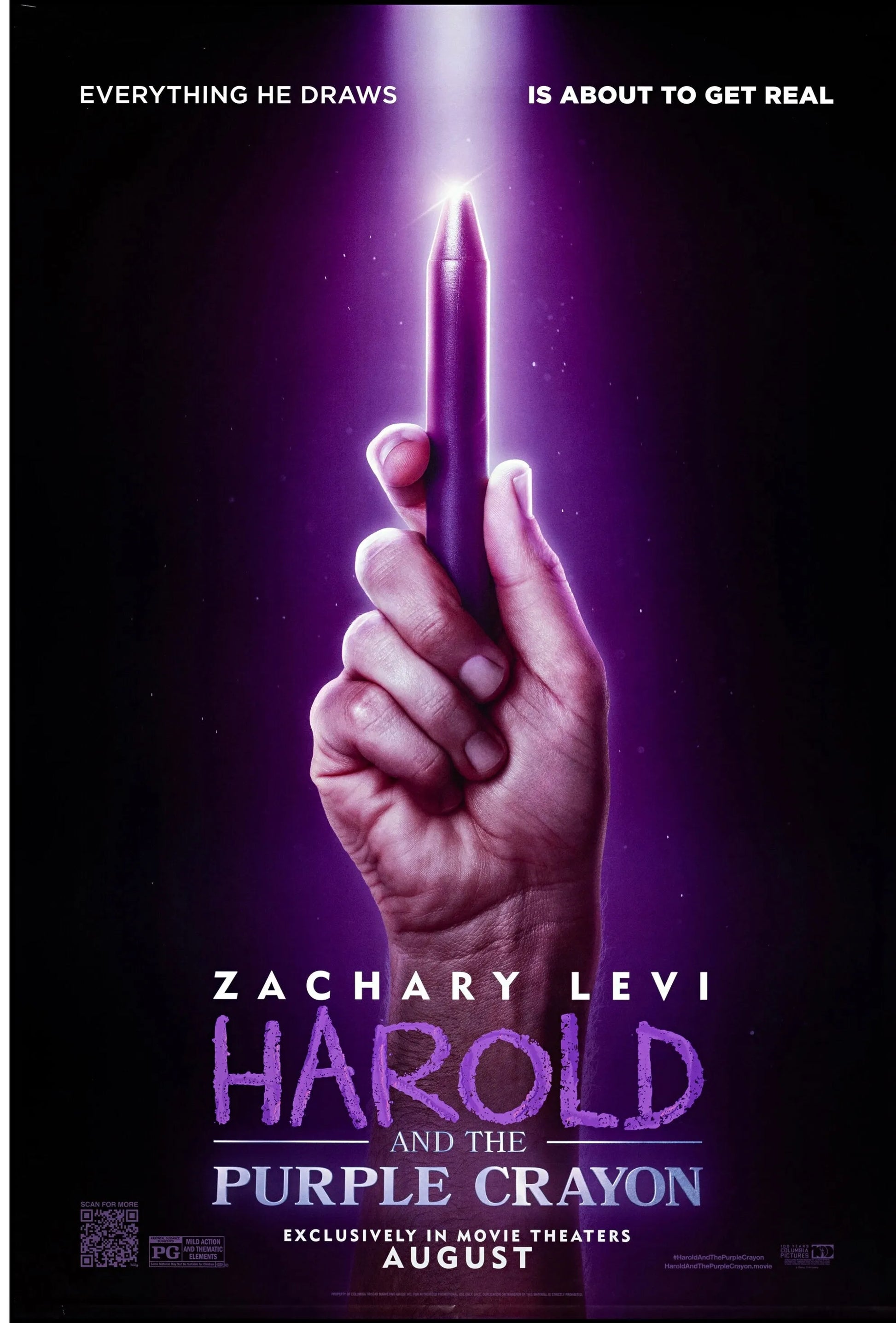 HAROLD AND THE PURPLE CRAYON – ZACHARY LEVI – 2024, AFFICHE VINTAGE CINÉMA RÉTRO, HQ
