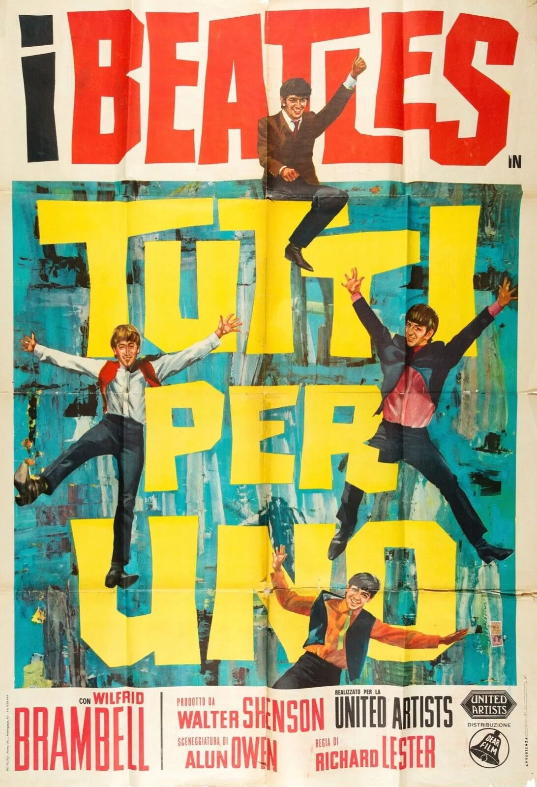 I BEATLES TUTTI PER UNO REPRO AFFICHE CINEMA VINTAGE HQ