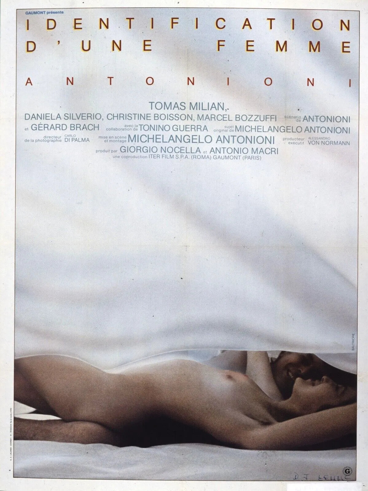 IDENTIFICATION D’UNE FEMME, TOMÁS MILIÁN, 1982, REPRO MOVIE POSTER, VINTAGE, HQ.
