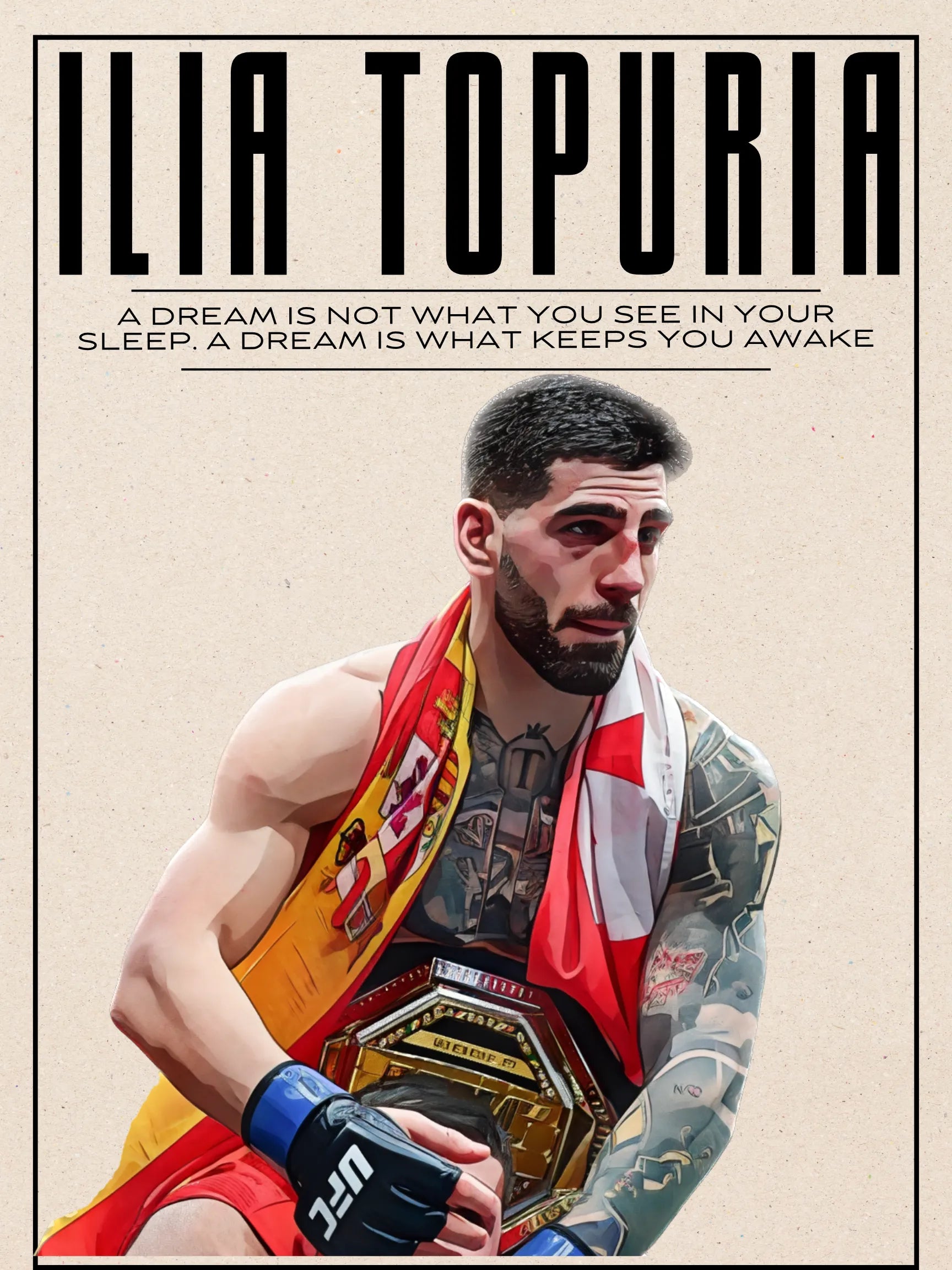 ILIA TOPURIA, UFC, 2024, REPRO SPORT POSTER, VINTAGE, HQ.
