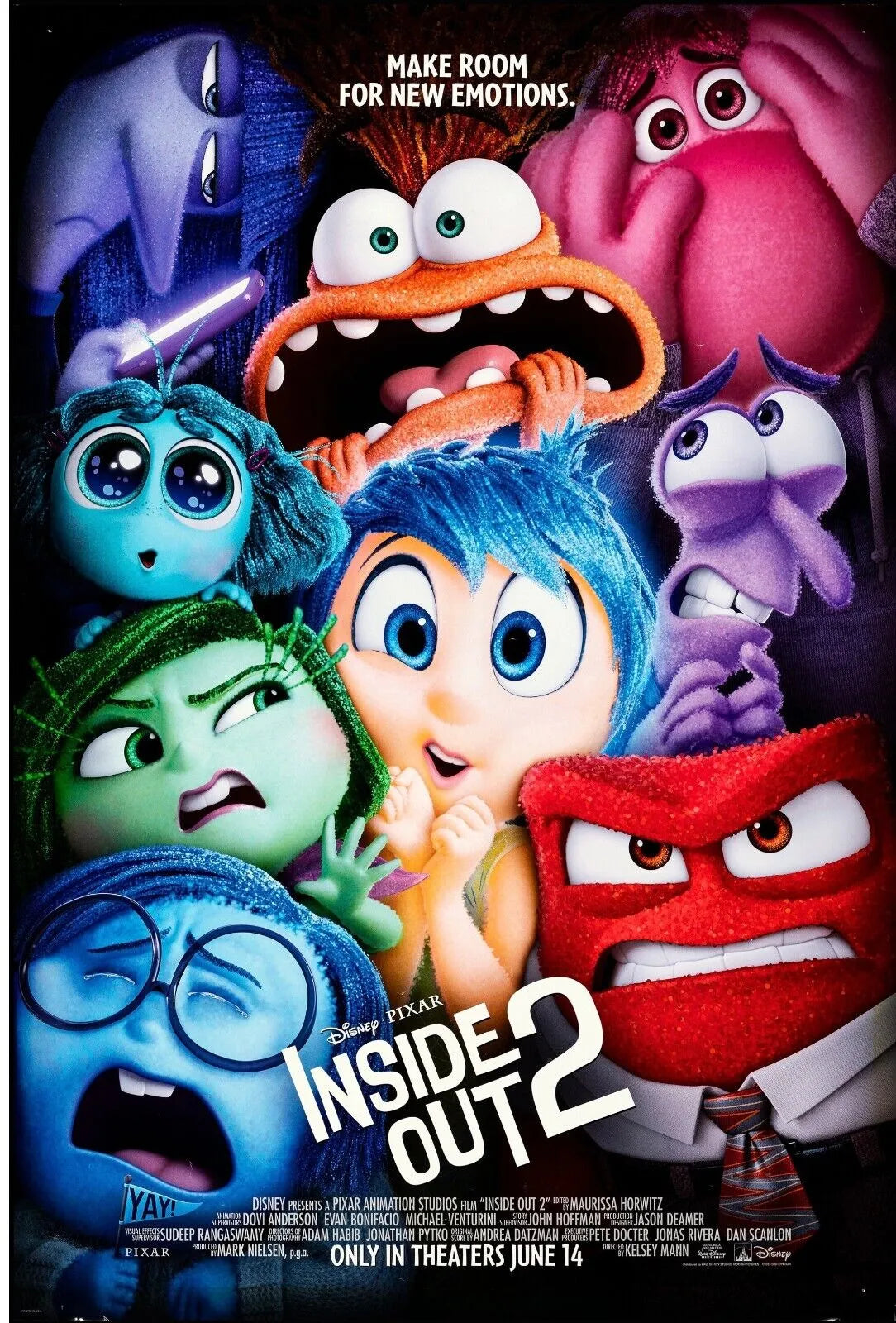 INSIDE OUT 2, AMY POEHLER, 2024, REPRO MOVIE POSTER, VINTAGE, HQ