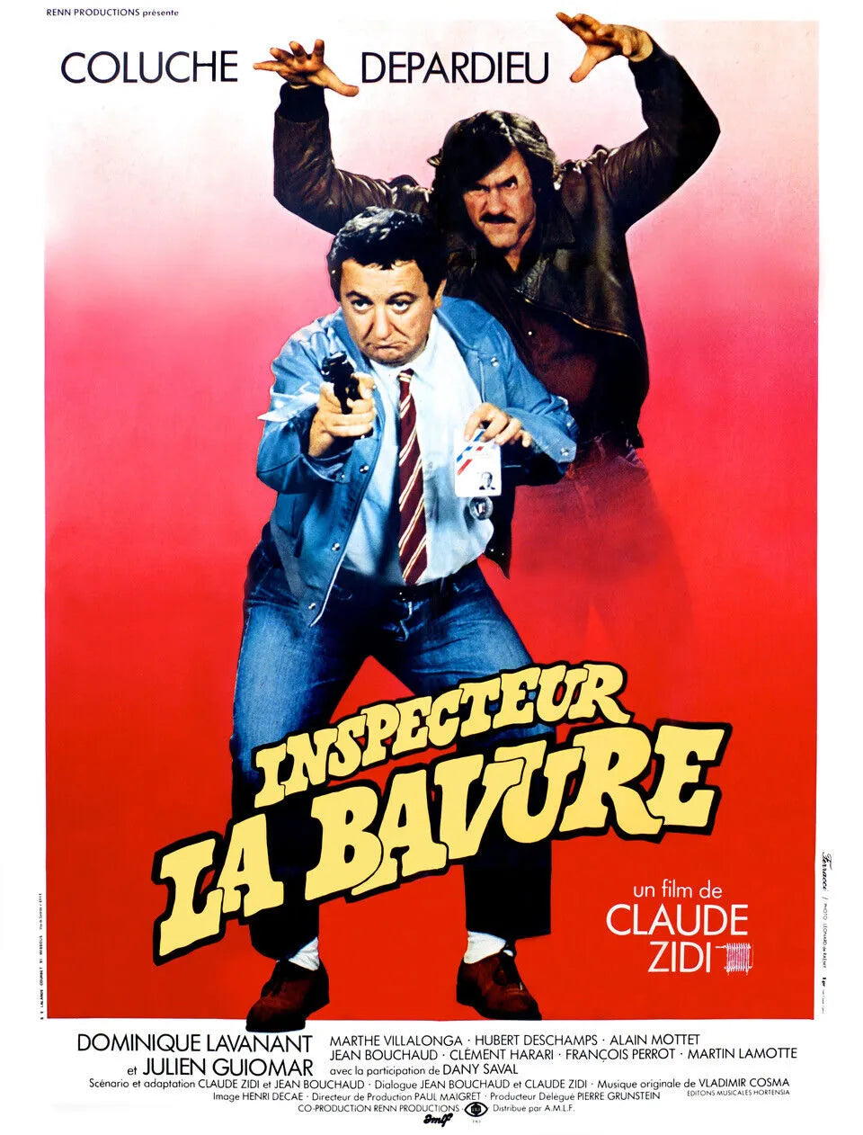 INSPECTEUR LA BAVURE, COLUCHE, 1980, REPRO MOVIE POSTER, VINTAGE, HQ.