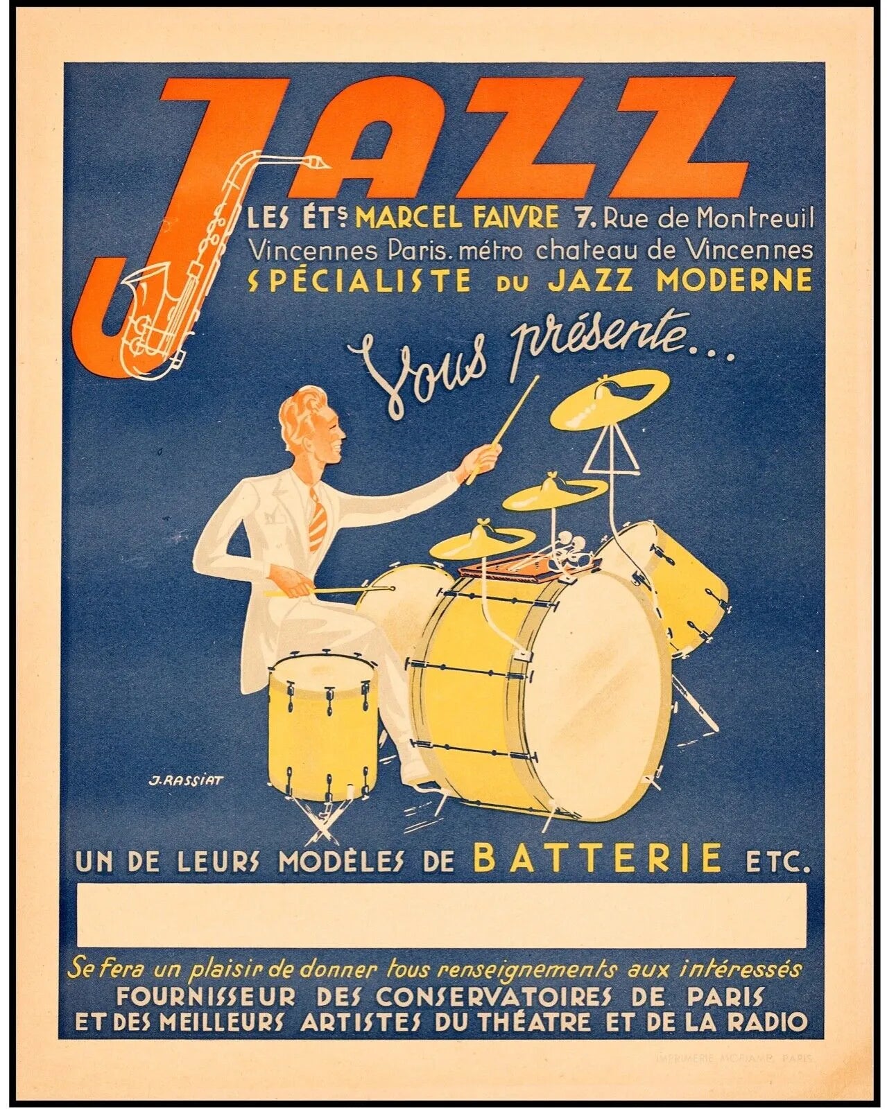 JAZZ MODERNE, REPRO MUSIC POSTER, VINTAGE, HQ