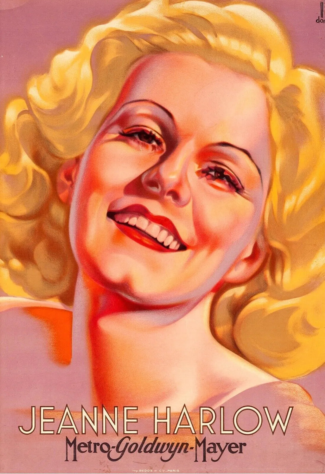 JEANNE HARLOW, PORTRAIT, REPRO AFFICHE CINEMA VINTAGE, HQ