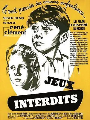 JEUX INTERDITS, GEORGES POULOT, 1952, REPRO MOVIE POSTER, VINTAGE, HQ