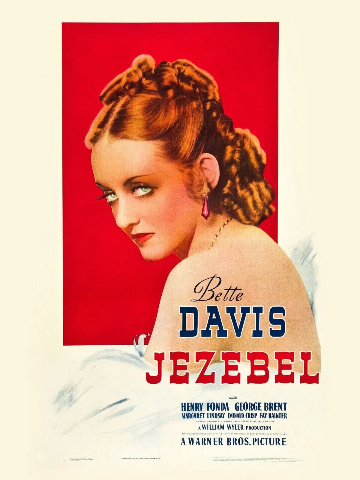 JEZEBEL, BETTE DAVIS, HENRY FONDA, 1938, REPRO AFFICHE CINEMA VINTAGE HQ