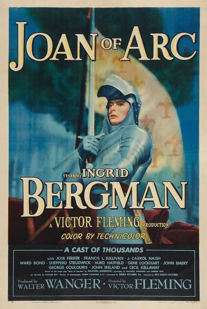 JOAN OF ARC, JEANNE D'ARC, INGRID BERGMAN, 1948, REPRO MOVIE POSTER, VINTAGE, HQ