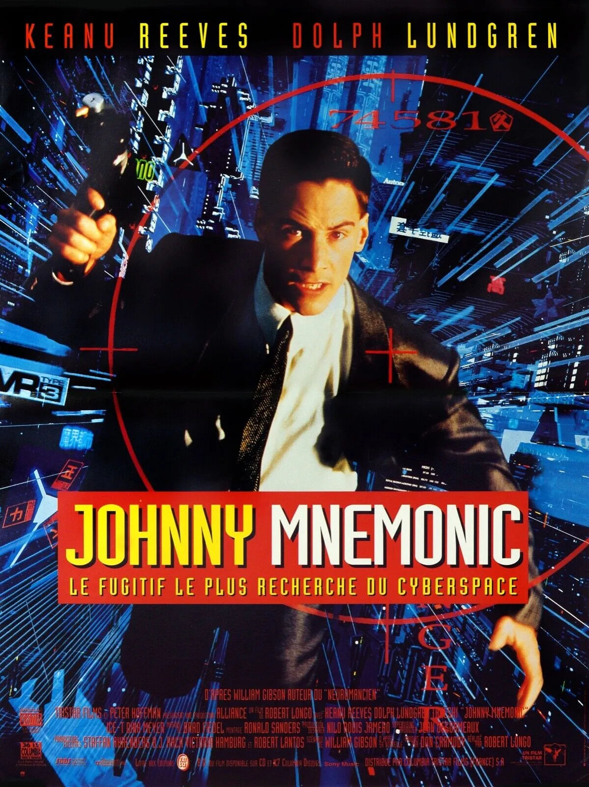 JOHNNY MNEMONIC – KEANU REEVES, 1995 – REPRO AFFICHE CINÉMA VINTAGE HQ