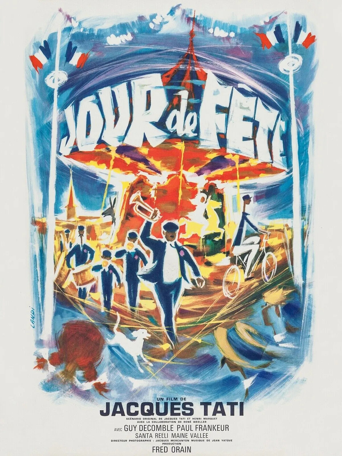 JOUR DE FÊTE, JACQUES TATI, REPRO AFFICHE CINEMA VINTAGE HQ