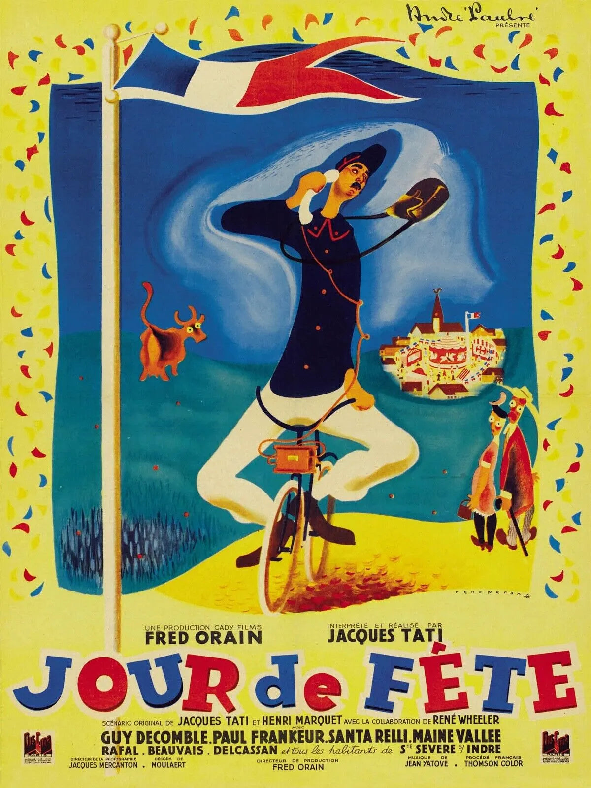 JOUR DE FÊTE, JACQUES TATI, REPRO AFFICHE CINEMA VINTAGE HQ
