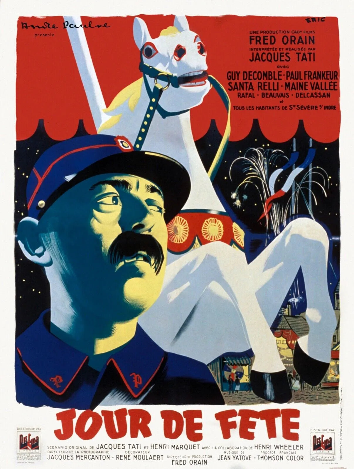 JOUR DE FÊTE, JACQUES TATI, REPRO AFFICHE CINEMA VINTAGE HQ