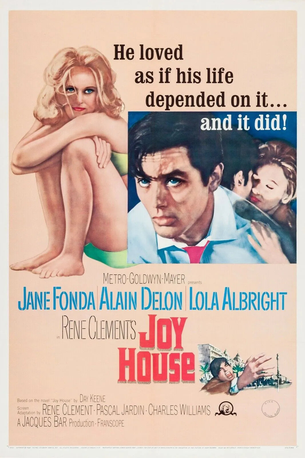 JOY HOUSE, JANE FONDA, ALAIN DELON - REPRO AFFICHE CINEMA VINTAGE HQ