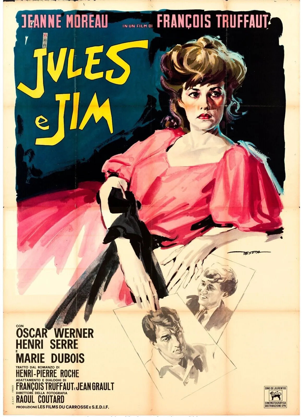 JULES ET JIM, JEANNE MOREAU, repro affiche de cinema, 1962 HQ