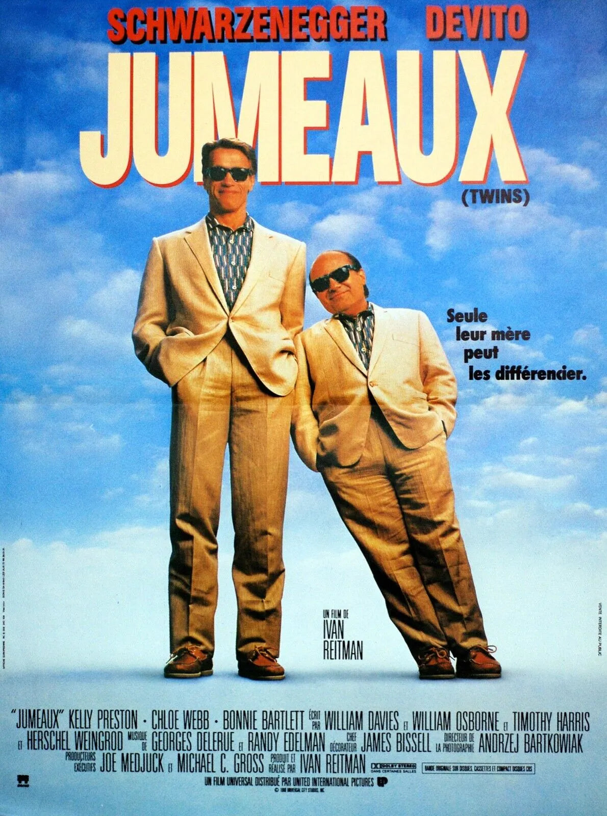 JUMEAUX, SCHWARZENEGGER, REPRO AFFICHE CINEMA VINTAGE HQ