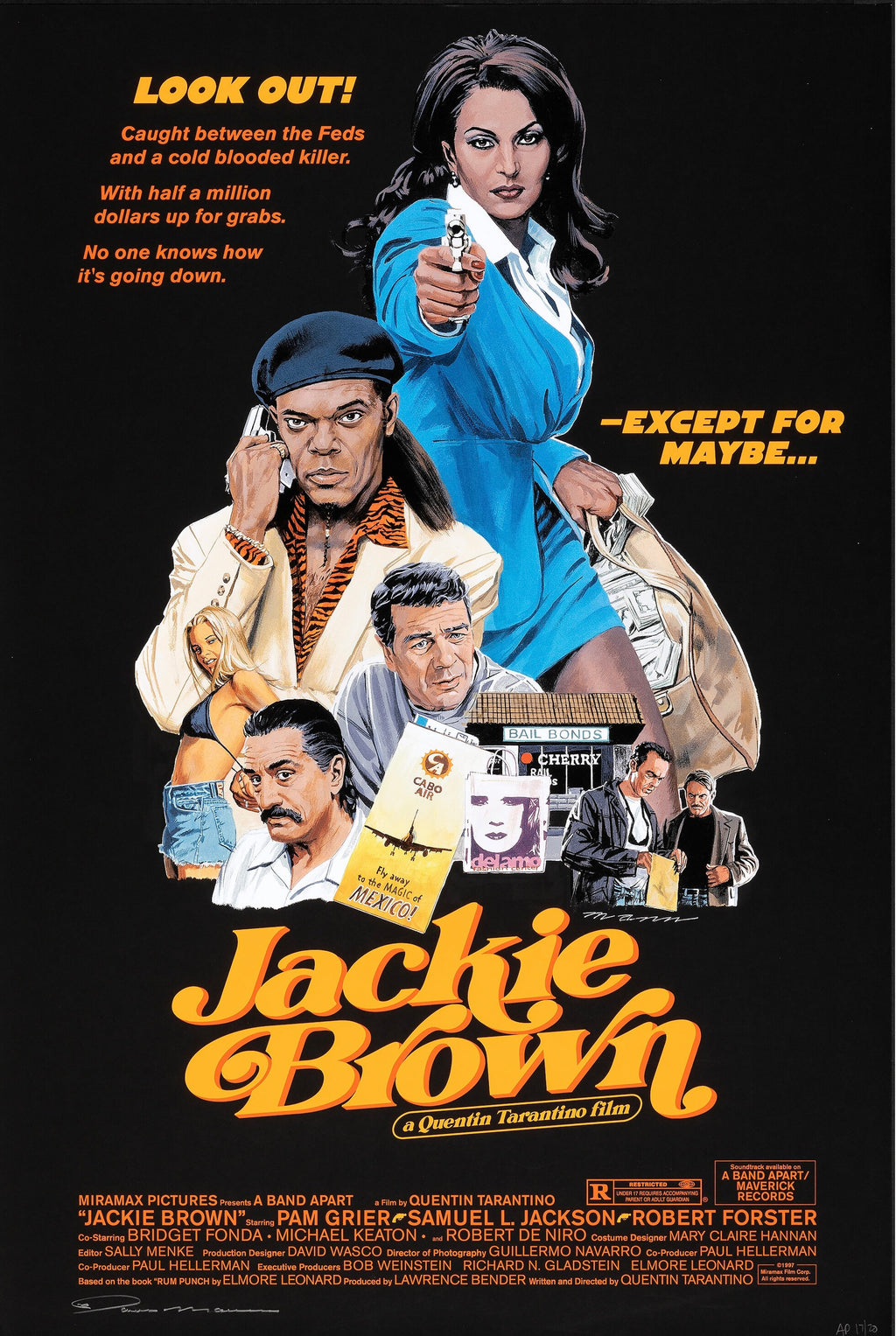 JACKIE BROWN – A Quentin Tarantino FILM (1997) – PAM GRIER – CRIME THRILLER MOVIE POSTER – REPRODUCTION – POSTER HUB STUDIO – HQ