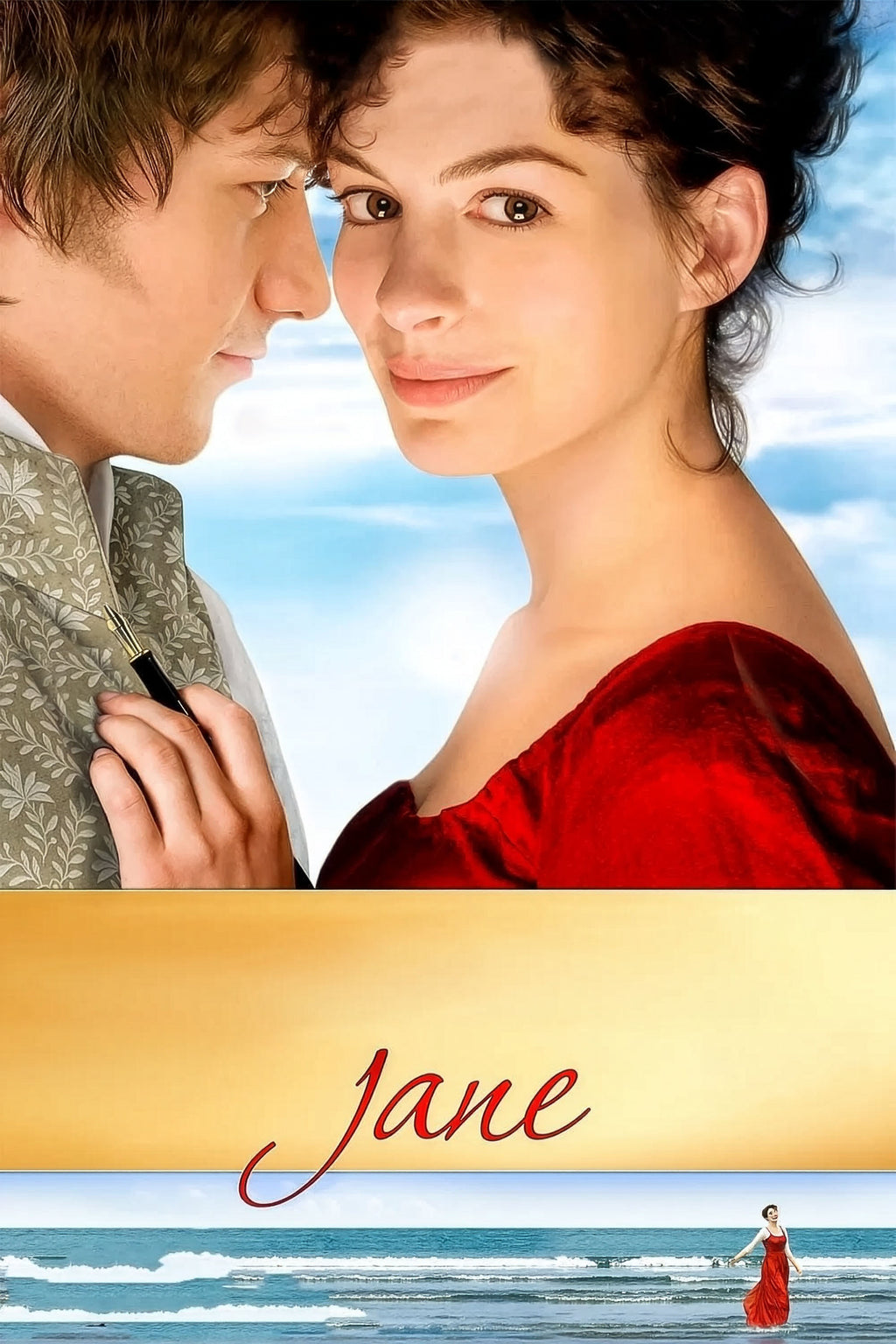 Affiche du film Jane (2007) avec Anne Hathaway. Romance inspirée de la vie de Jane Austen. Reproduction HQ – Poster Hub Studio.