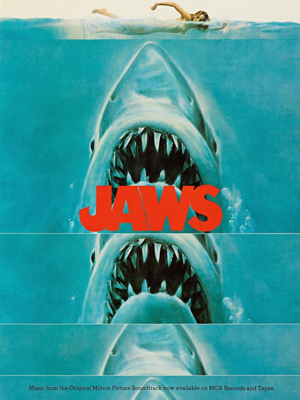 JAWS – FILM STEVEN SPIELBERG (1975) – ROY SCHEIDER – ROBERT SHAW – AFFICHE CINÉMA THRILLER HORREUR – REPRODUCTION – POSTER HUB STUDIO – HQ