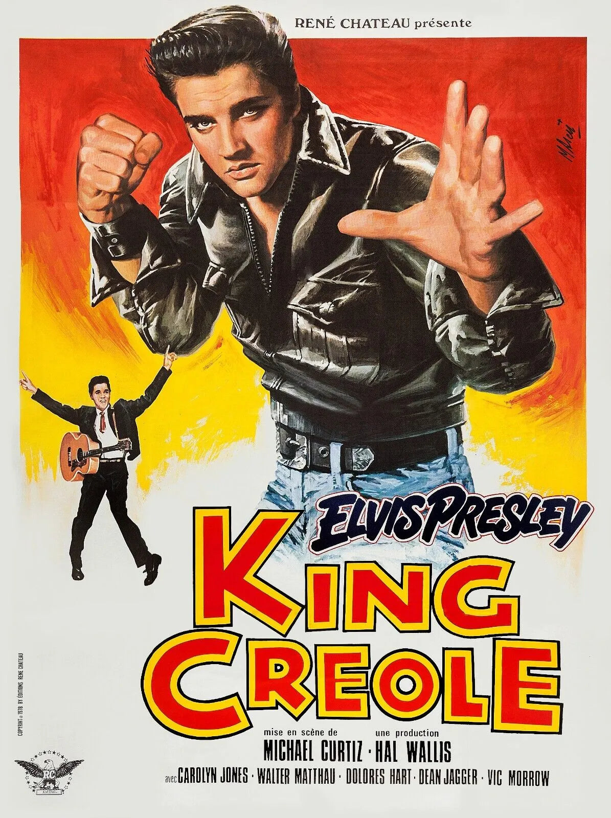 KING CRÉOLE, ELVIS PRESLEY, AFFICHE CINEMA VINTAGE HQ