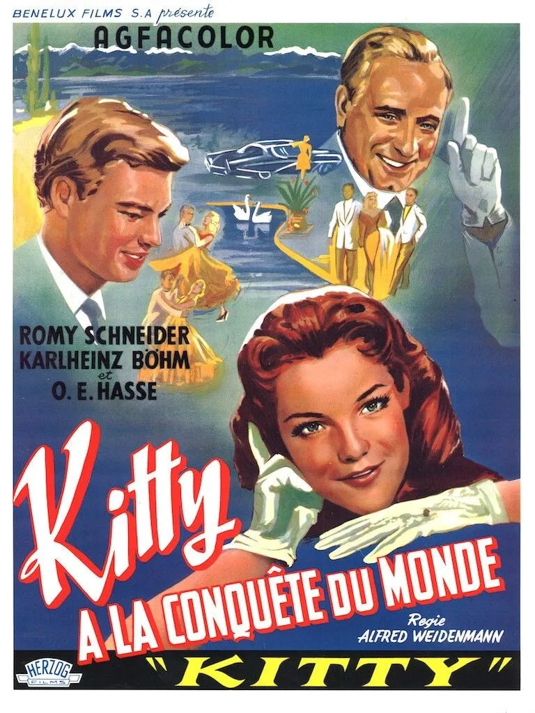 KITTY À LA CONQUÊTE DU MONDE, ROMY SCHNEIDER, REPRO MOVIE POSTER, VINTAGE, HQ
