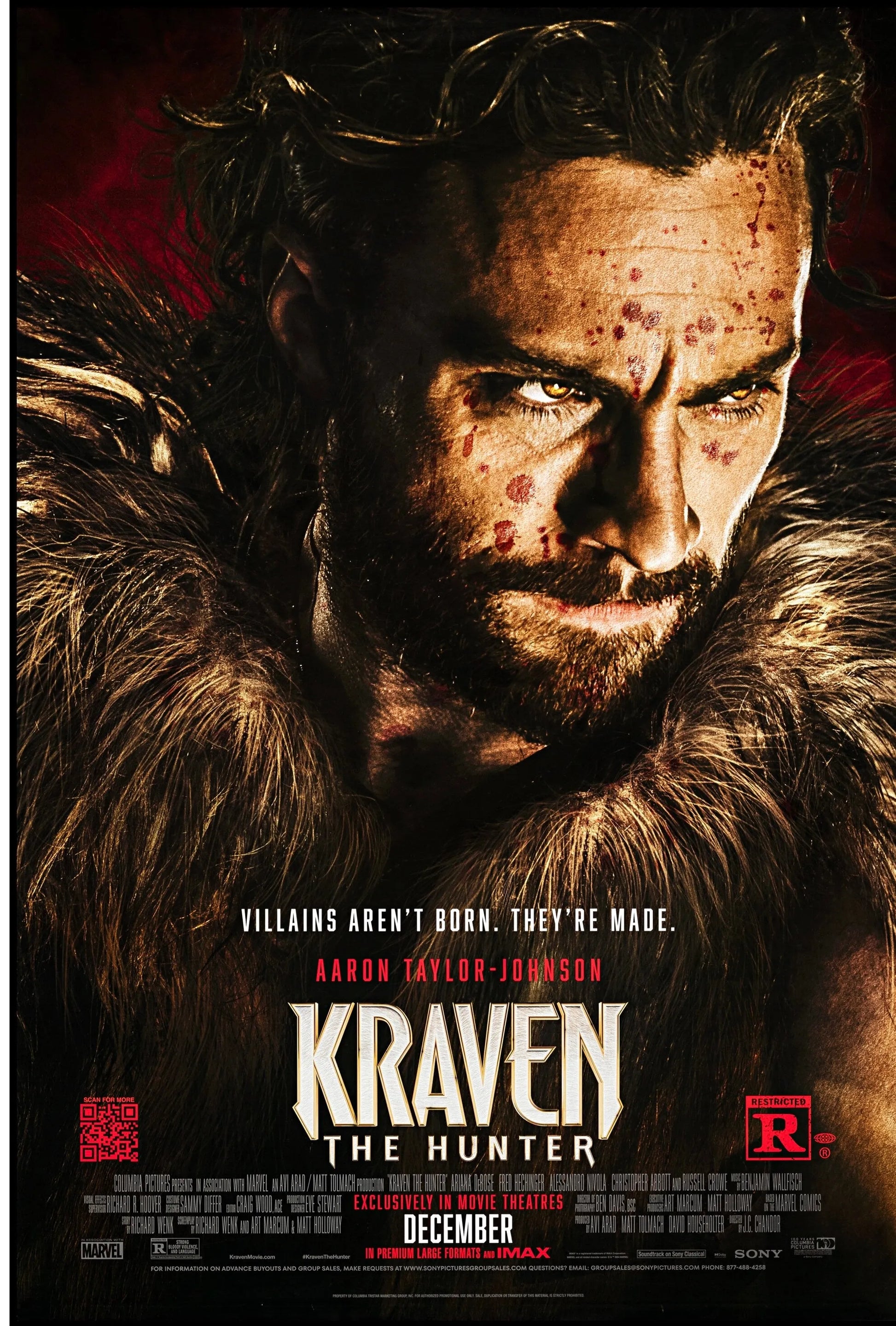 KRAVEN THE HUNTER – AARON TAYLOR-JOHNSON – 2024, AFFICHE VINTAGE CINÉMA RÉTRO, HQ